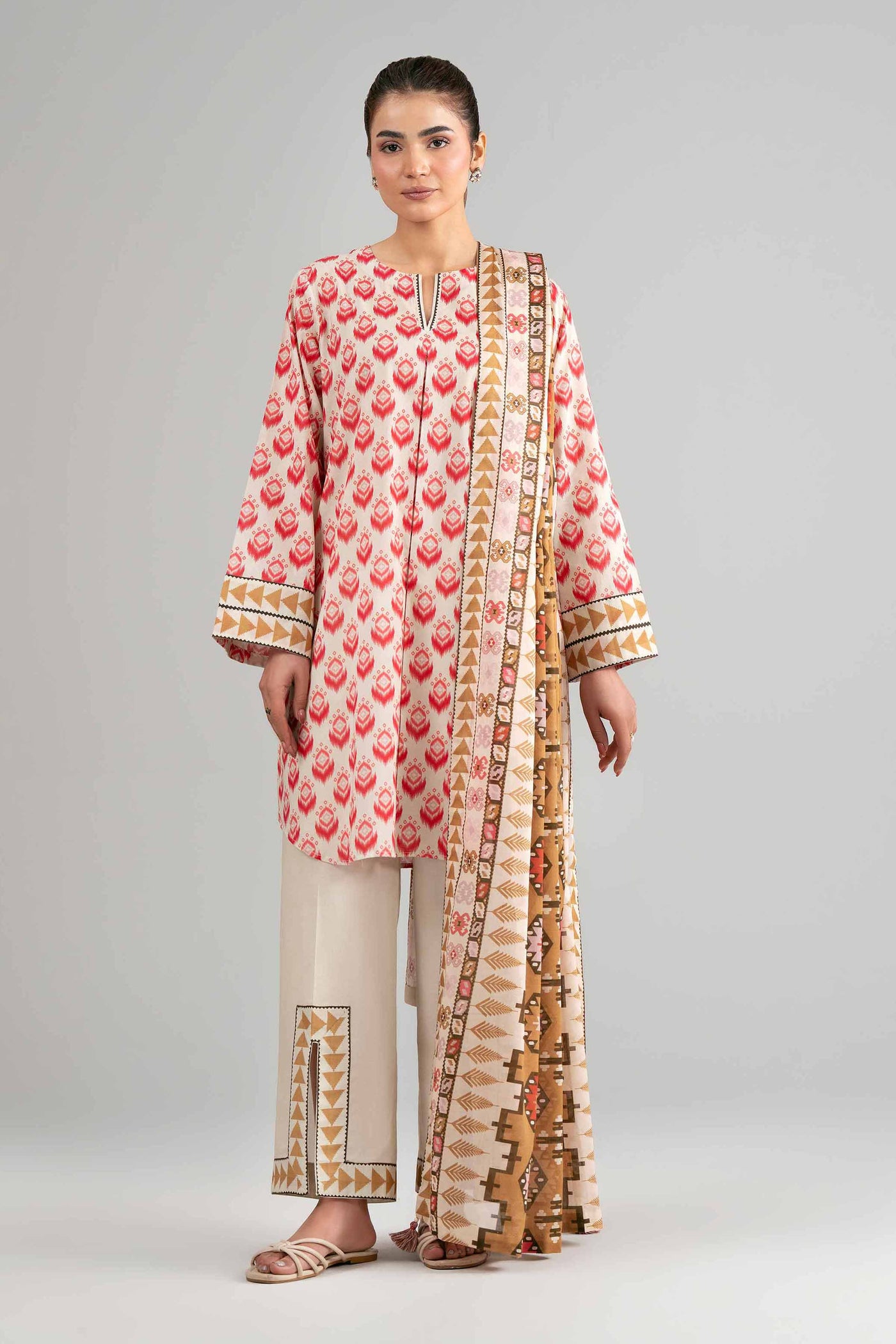 3 Piece Unstitched Embroidered Lawn Suit