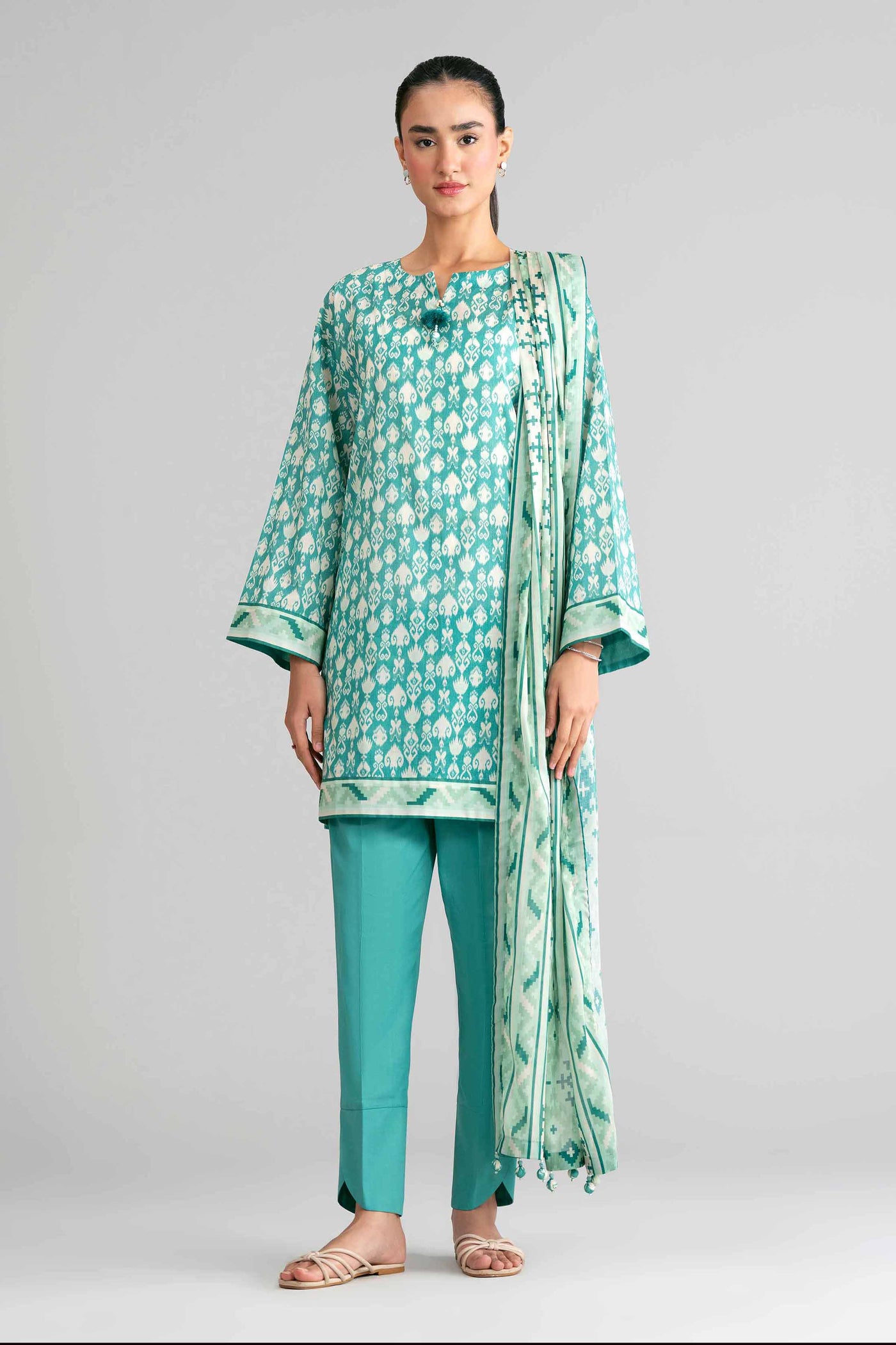 3 Piece Embroidered Dobby Lawn Suit