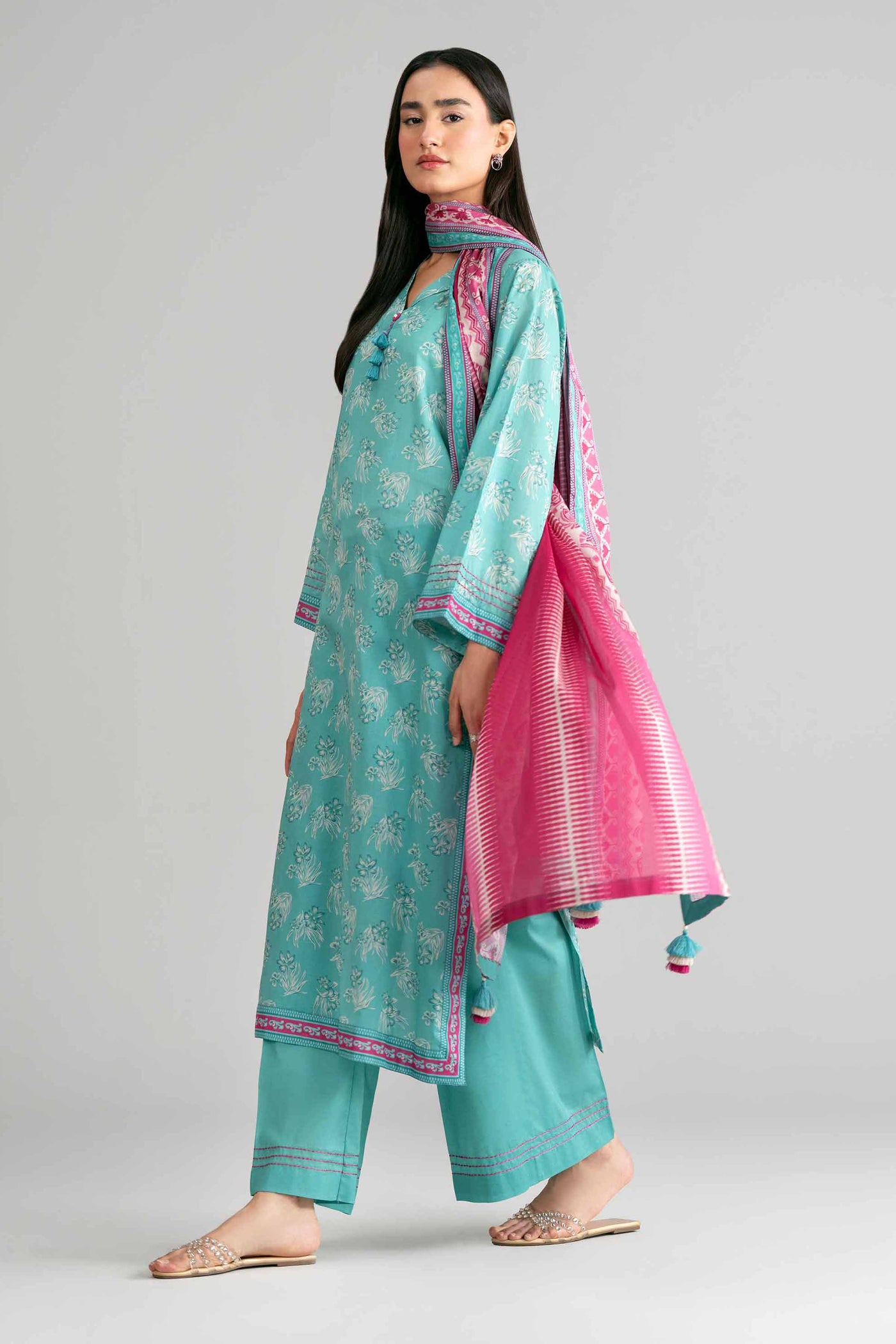 3 Piece Embroidered Dobby Lawn Suit