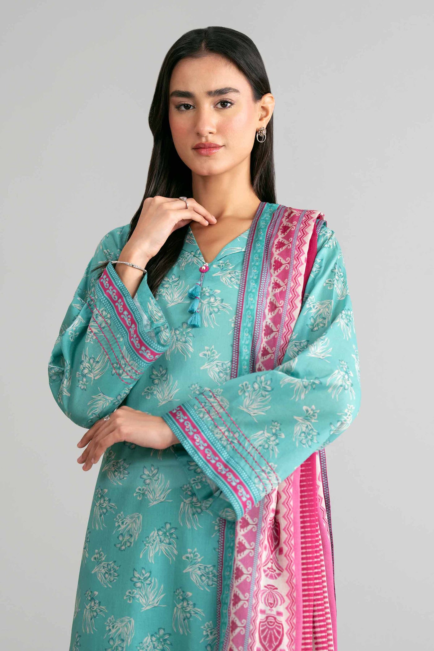 3 Piece Embroidered Dobby Lawn Suit
