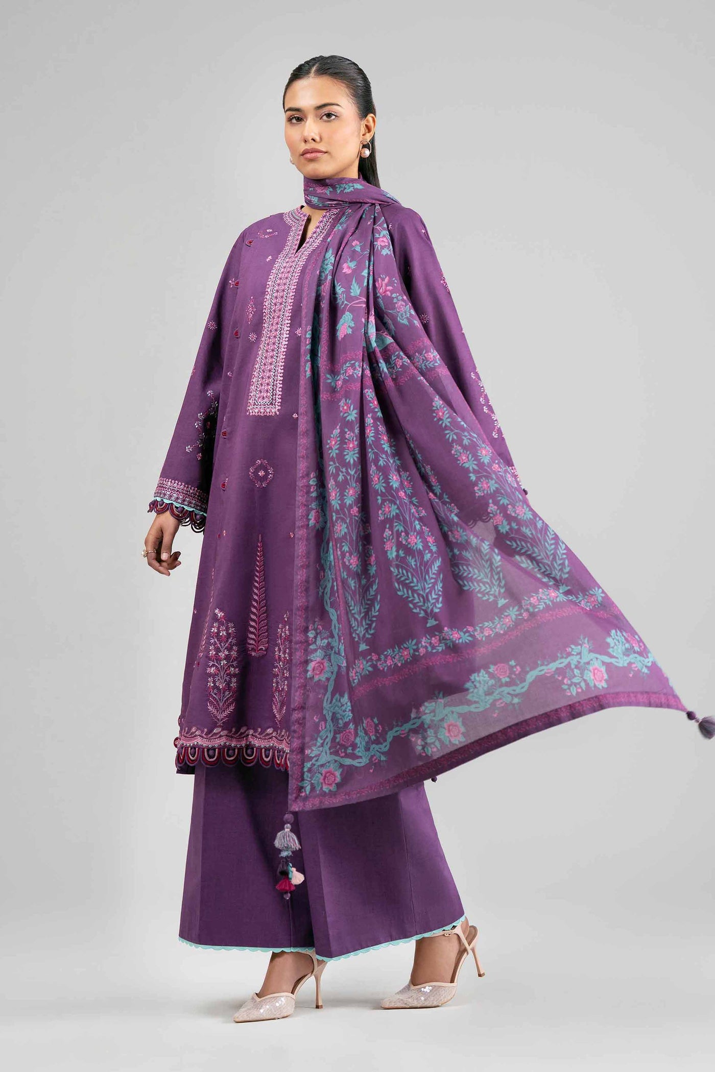 3 Piece Embroidered Organza Suit
