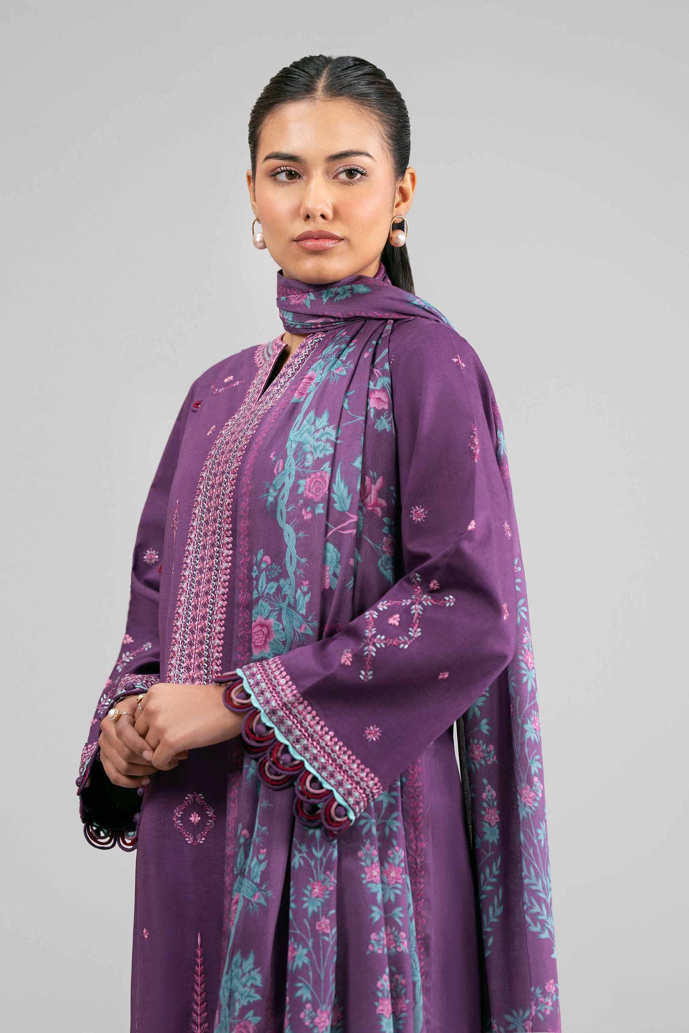 3 Piece Embroidered Organza Suit