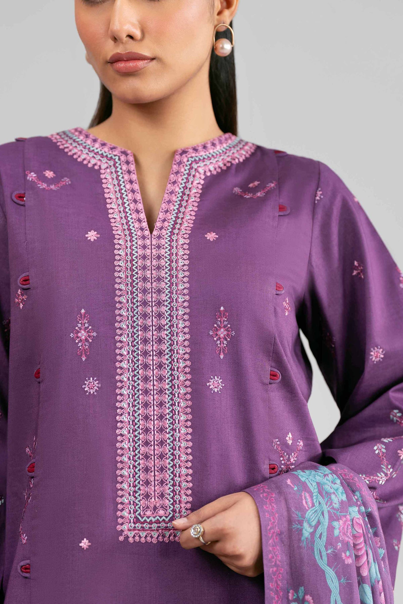 3 Piece Embroidered Organza Suit