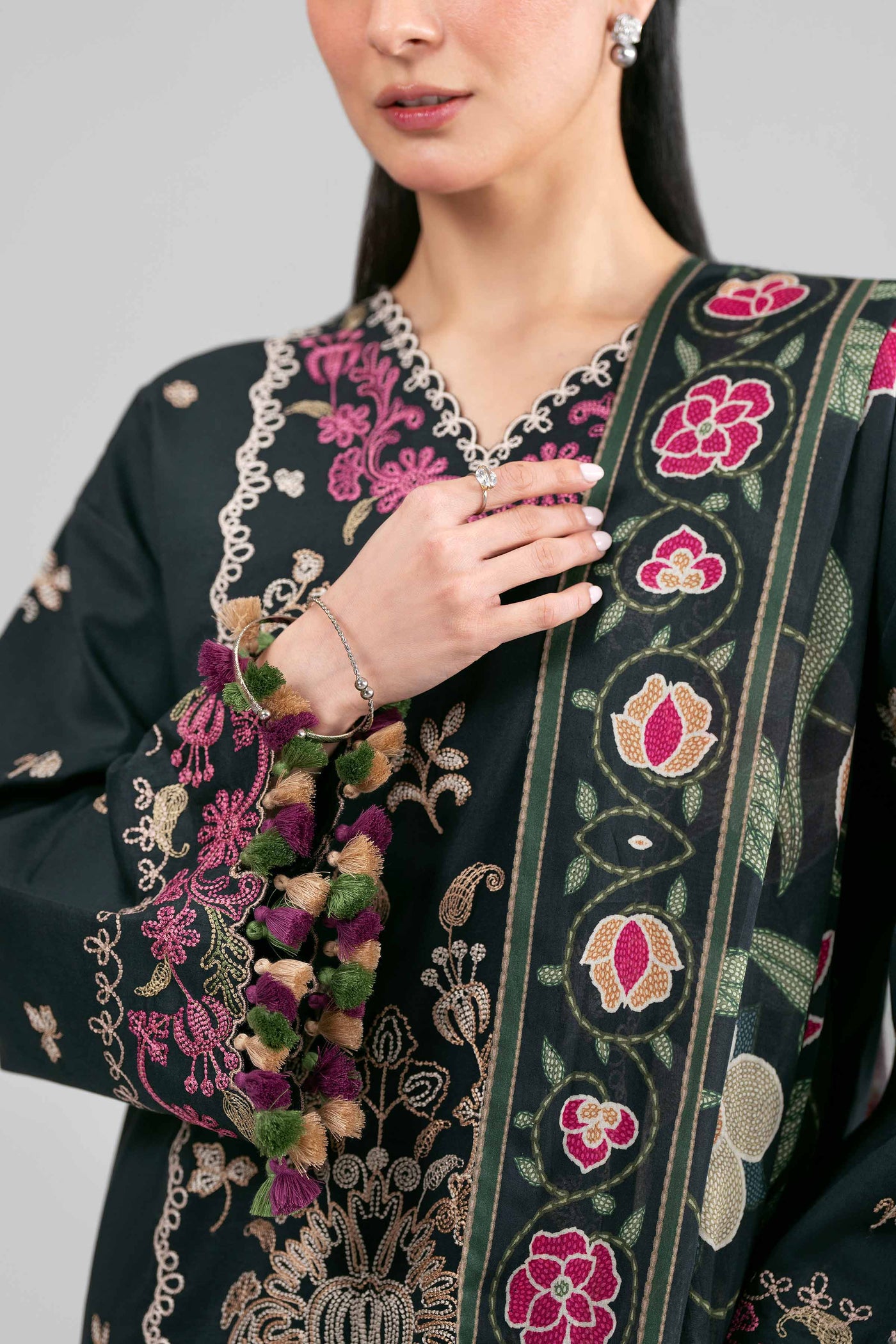 3 Piece Embroidered Tissue Suit