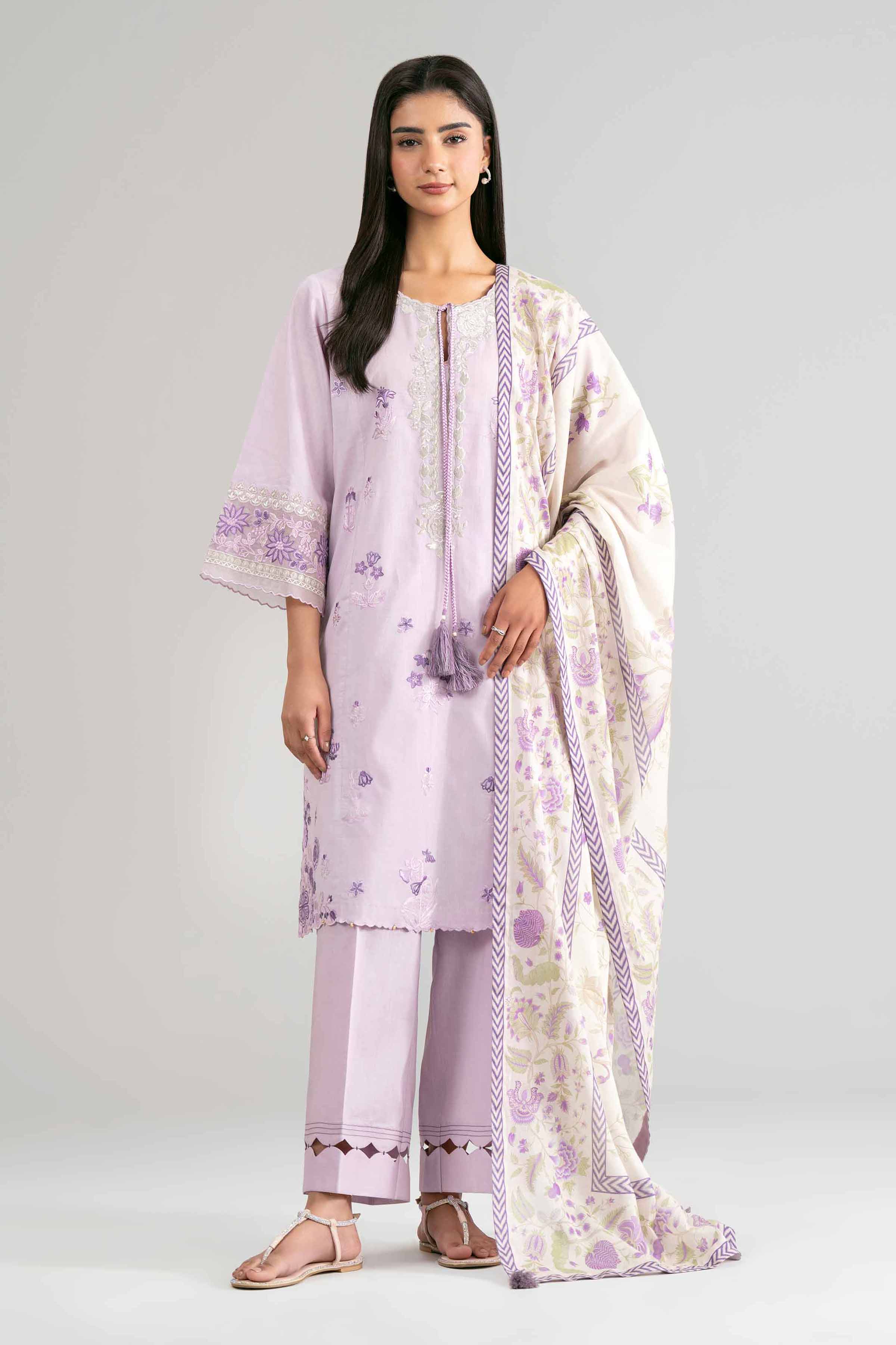 3 Piece - Digital Printed Embroidered Suit - 42601526