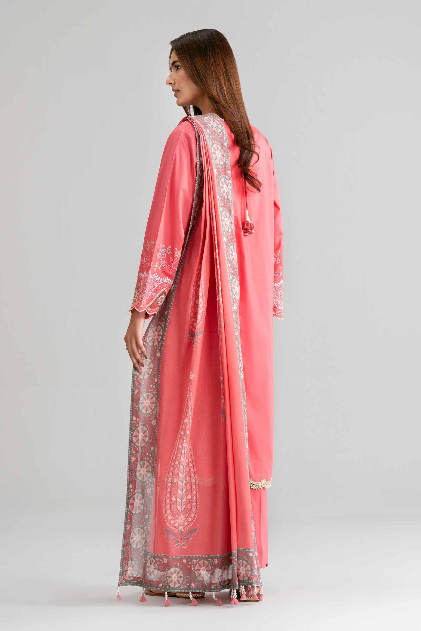 3 Piece Embroidered Raw Silk Suit