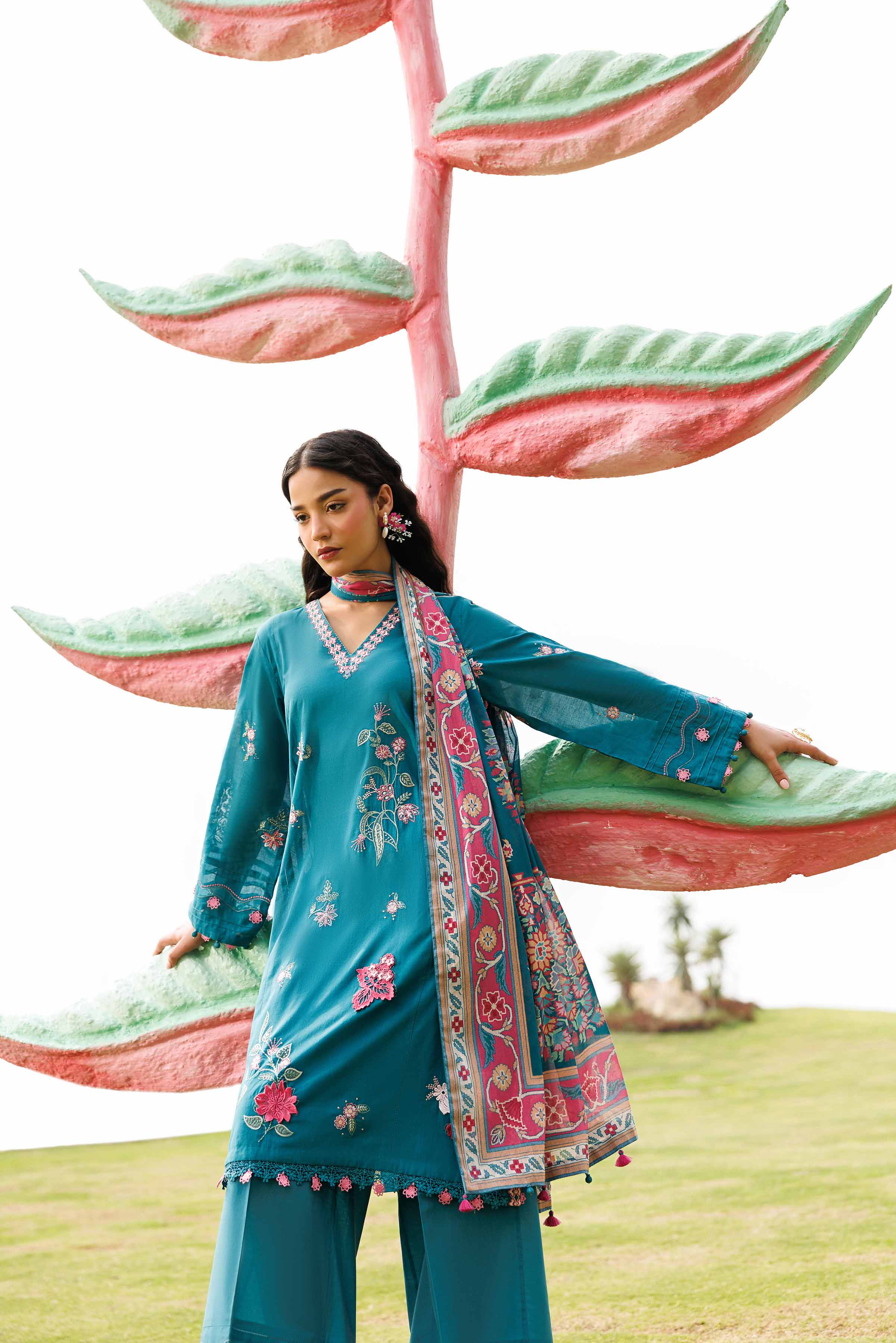 3 Piece - Digital Printed Embroidered Suit - 42601529