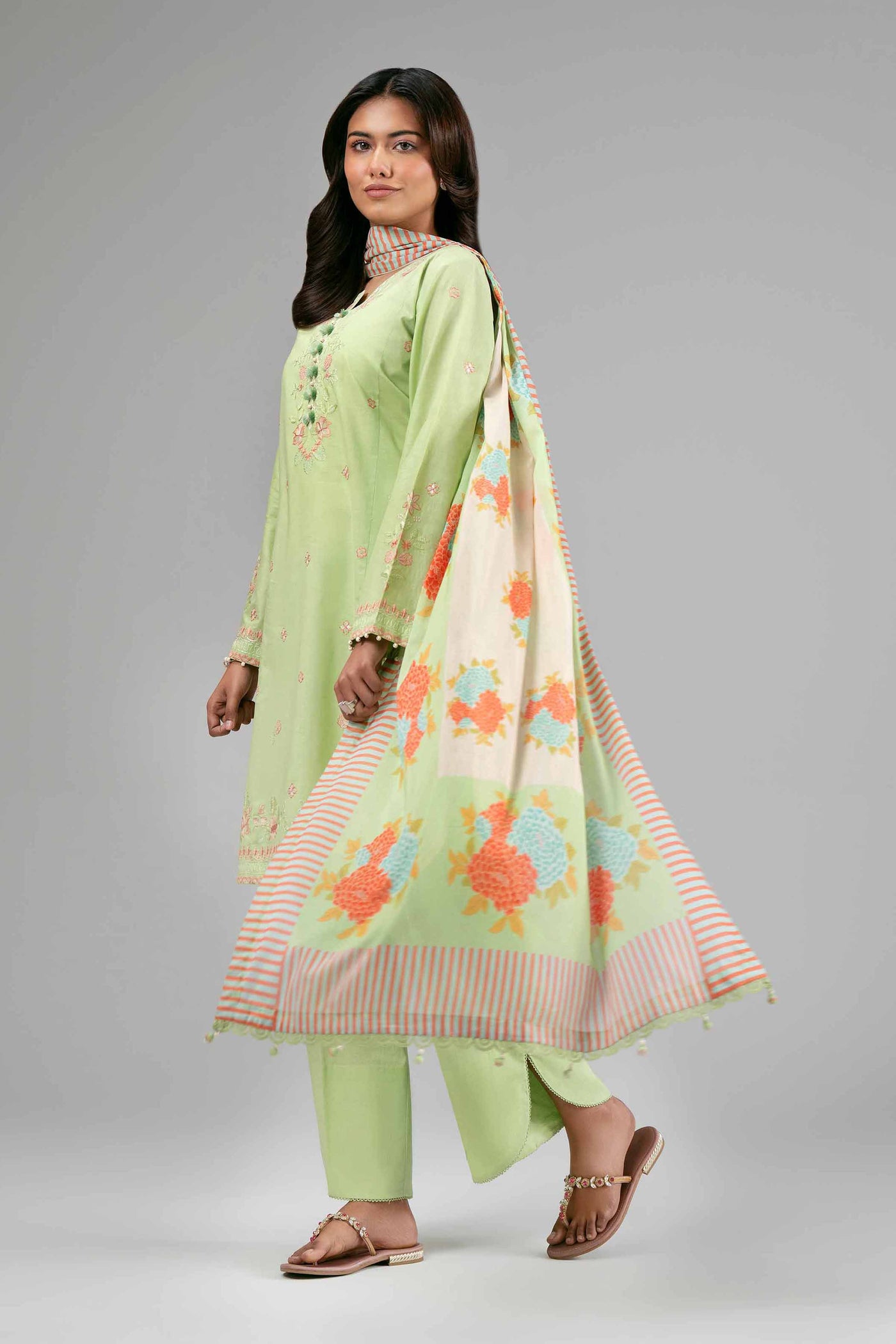 3 Piece Embellished Raw Silk Suit