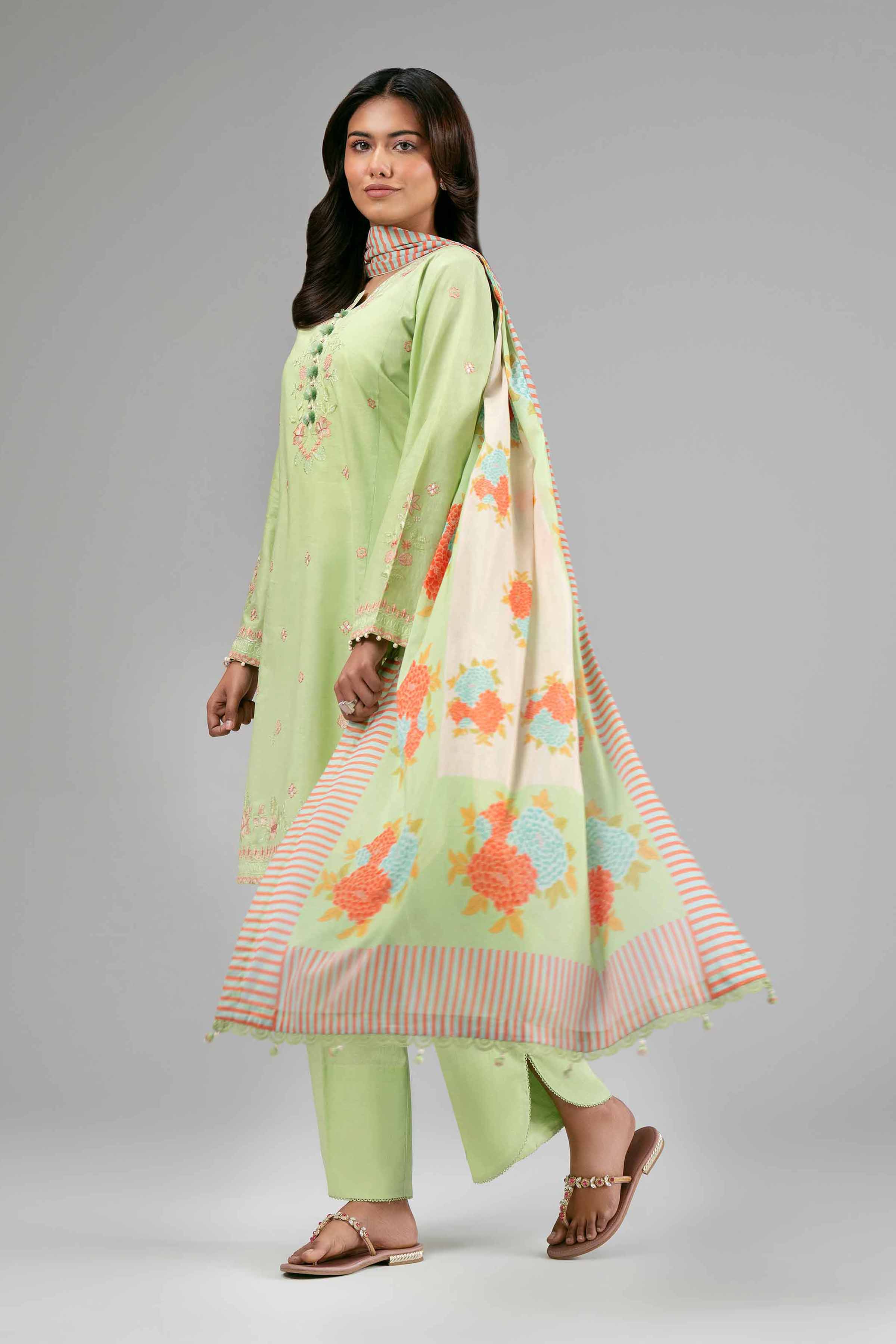 3 Piece Embellished Raw Silk Suit