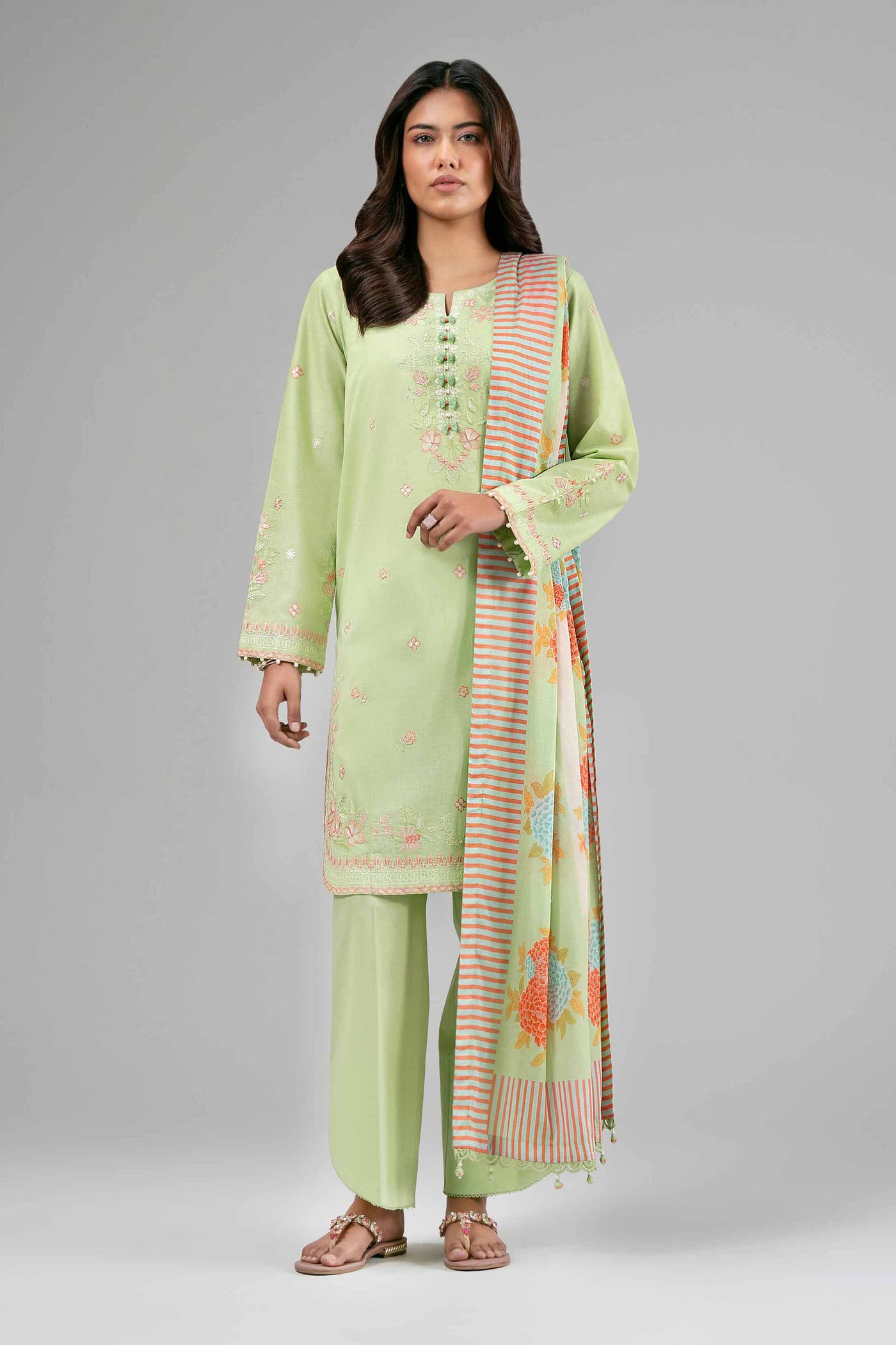 3 Piece Embellished Raw Silk Suit
