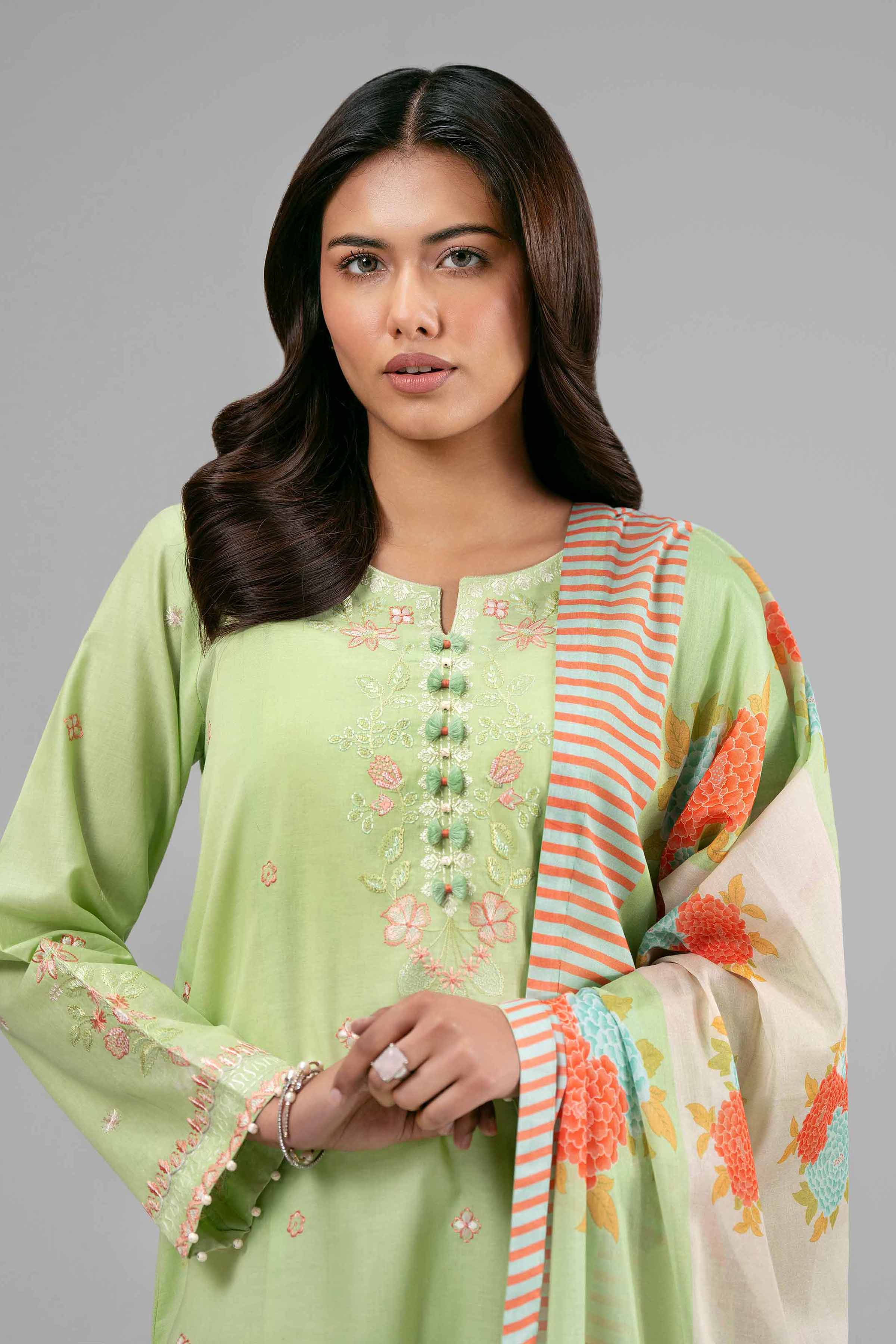 3 Piece - Digital Printed Embroidered Suit - 42601530