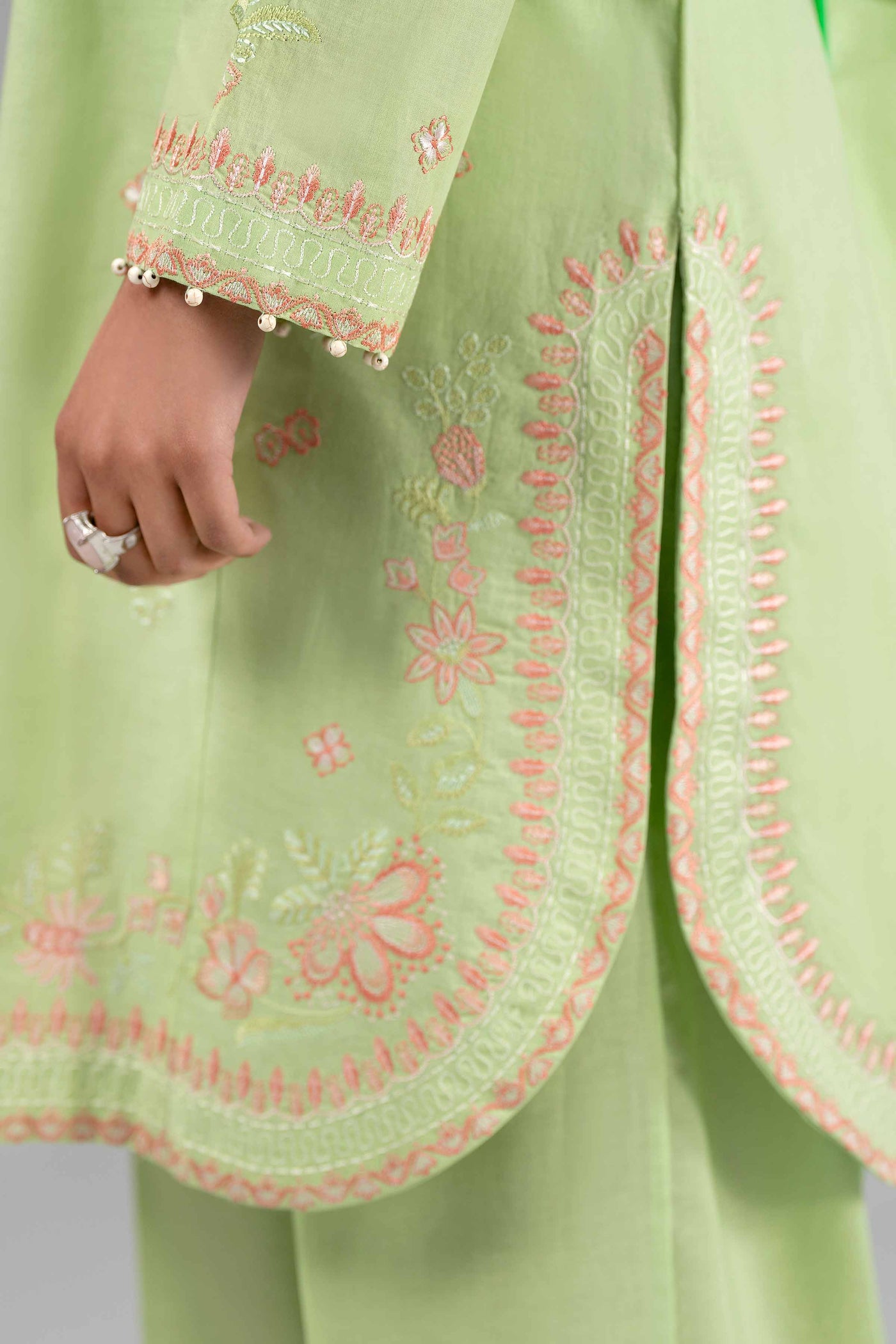 3 Piece Embellished Raw Silk Suit