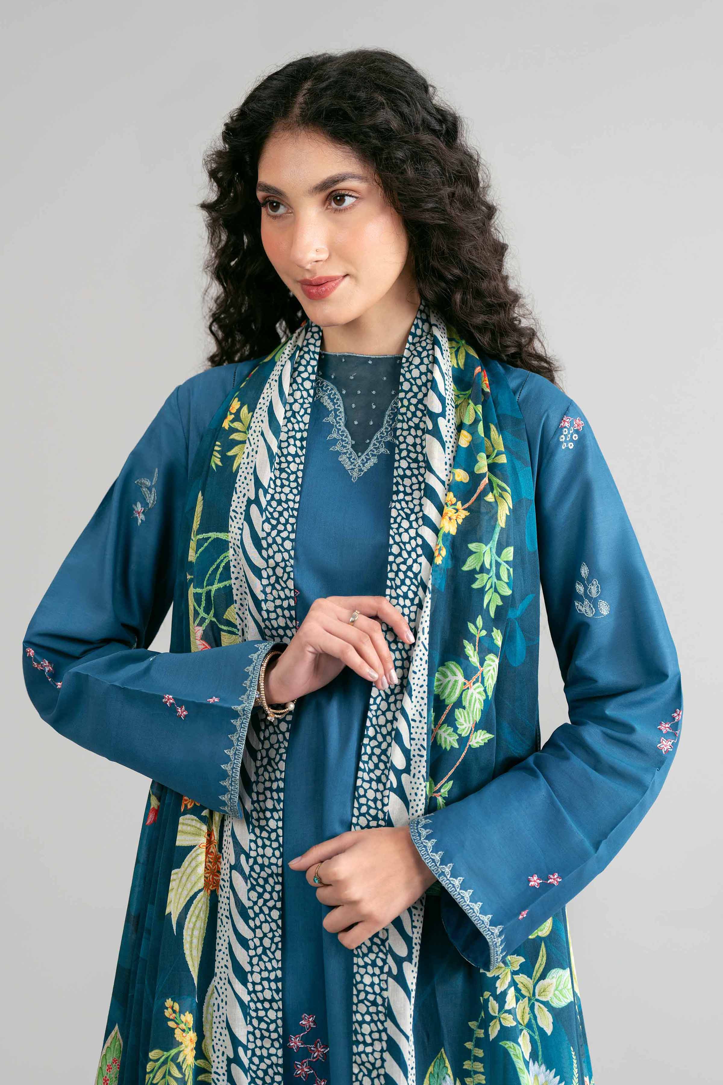 3 Piece - Digital Printed Embroidered Suit - 42601533