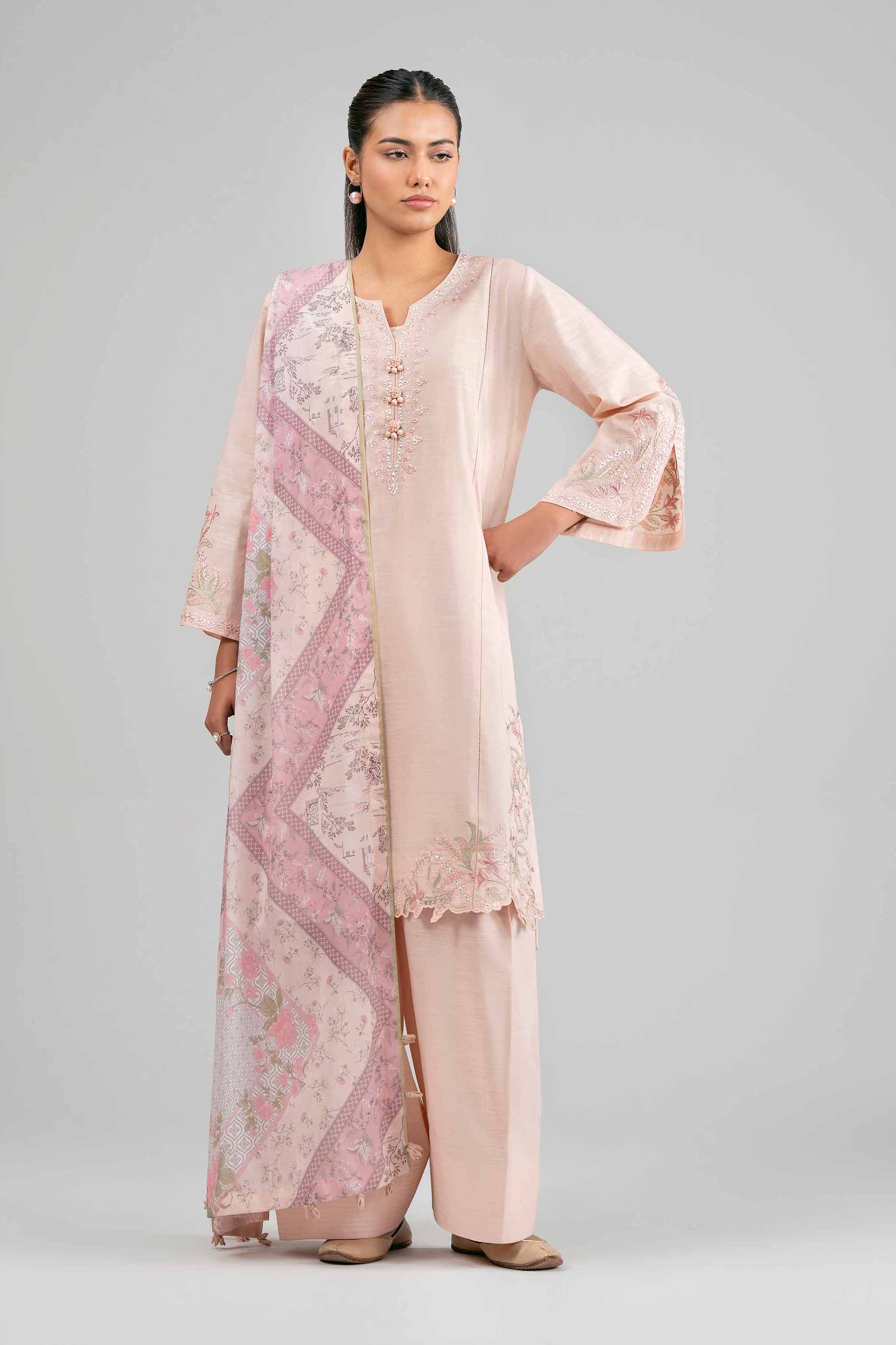 3 Piece - Printed Embroidered Suit - 42601538