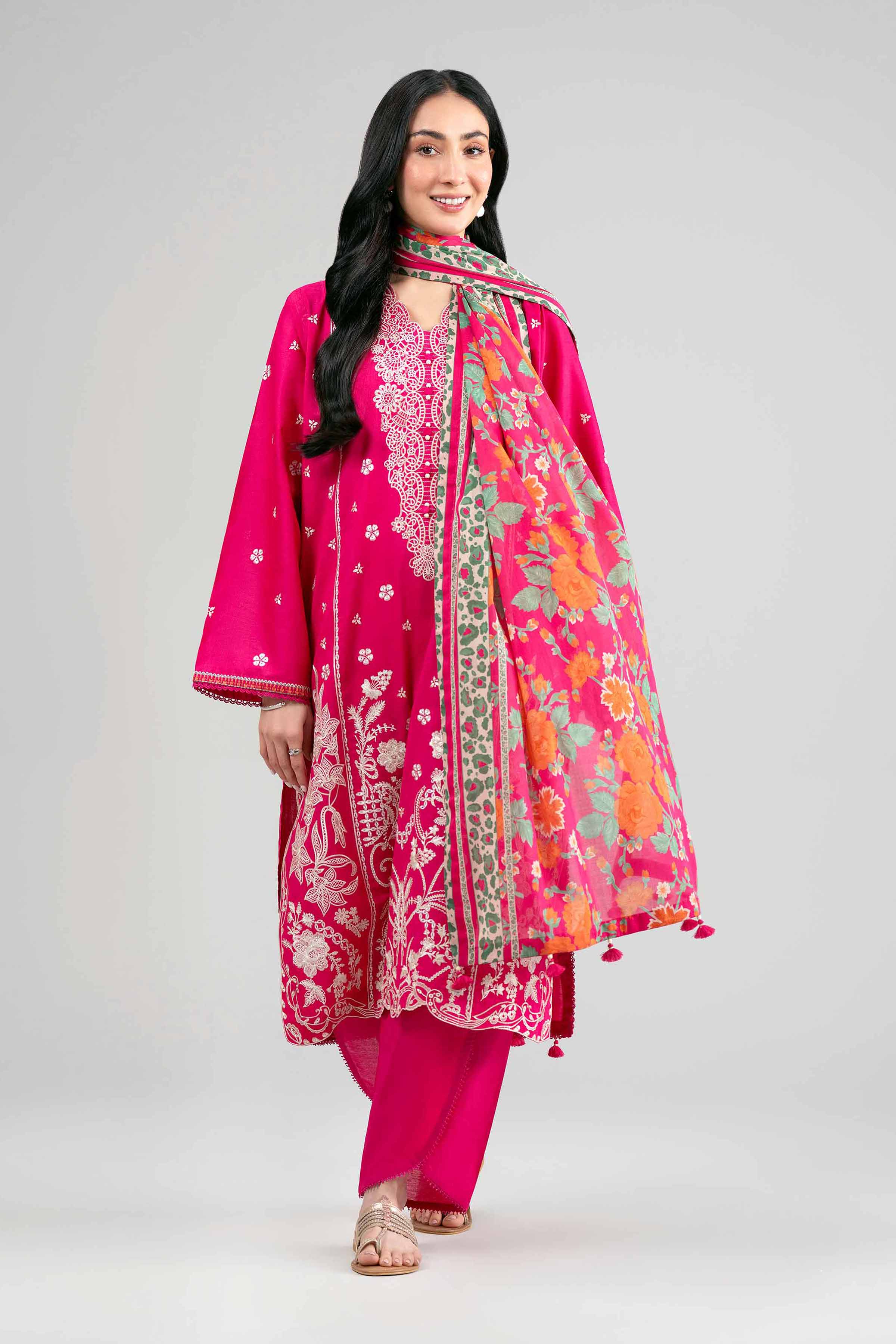 3 Piece Embroidered Silk Suit