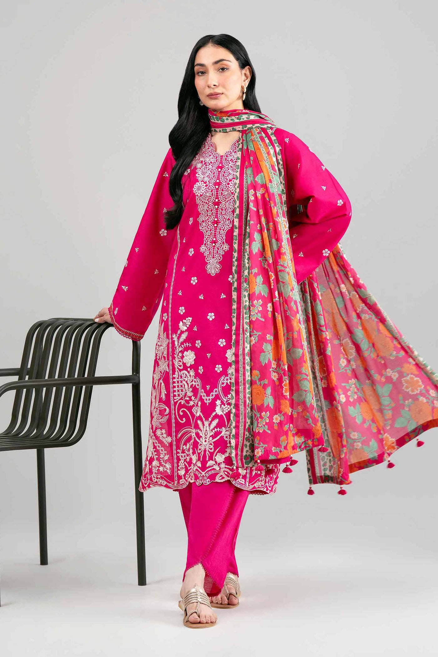 3 Piece Embroidered Silk Suit