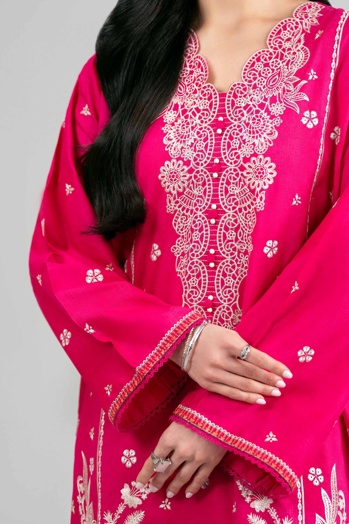 3 Piece Embroidered Silk Suit