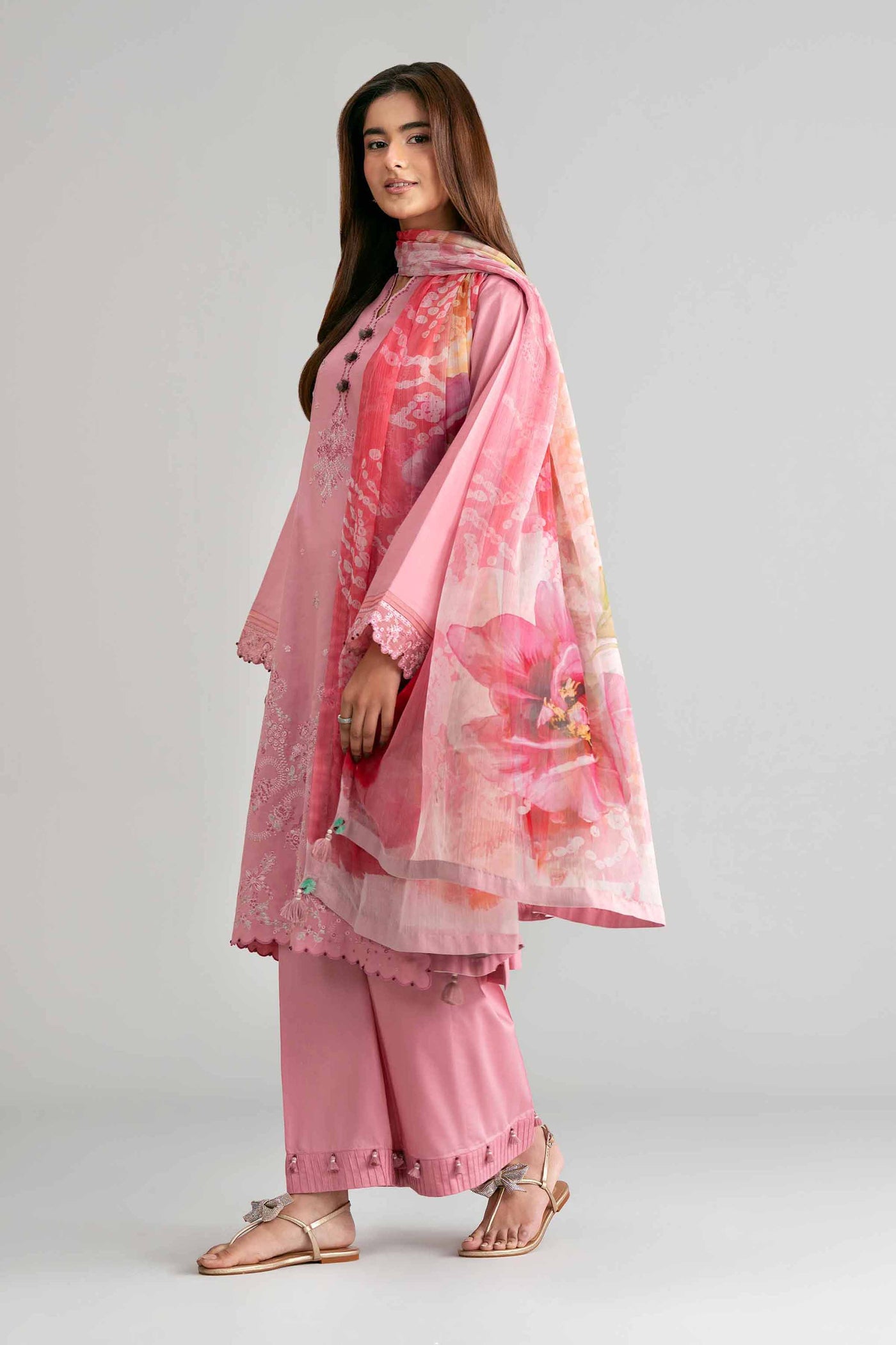3 Piece Embroidered Chiffon Suit