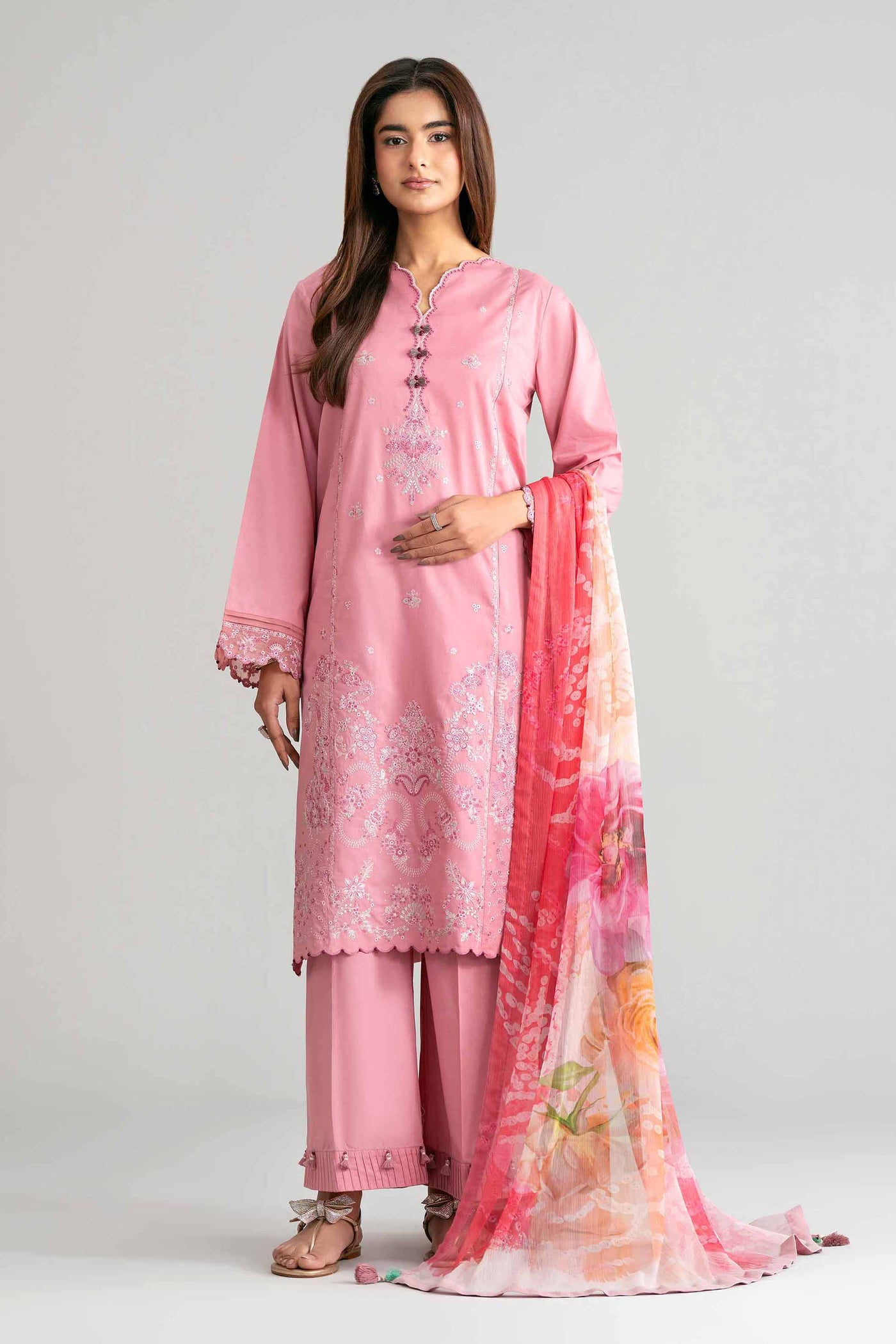 3 Piece Embroidered Chiffon Suit
