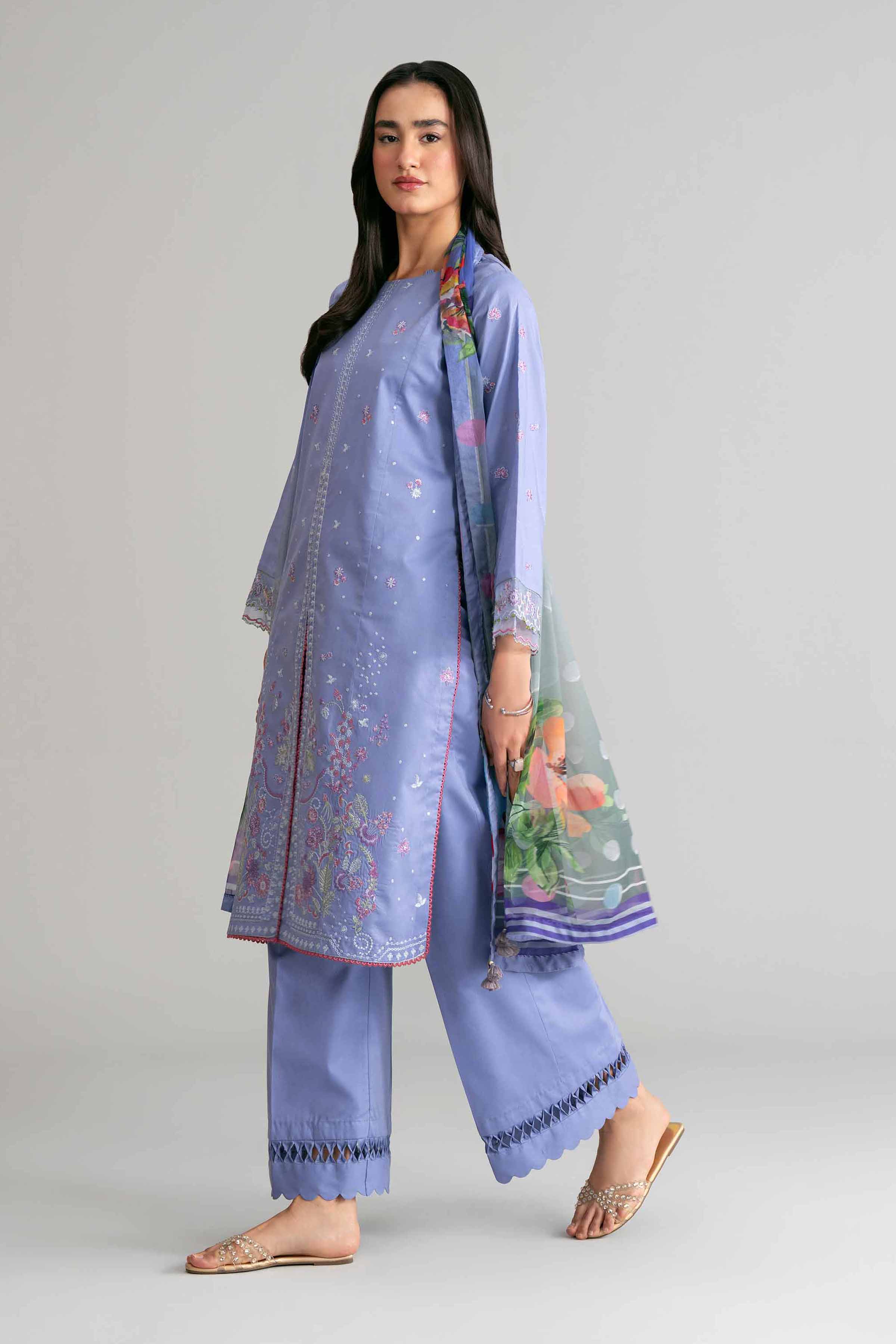 3 Piece - Digital Printed Embroidered Suit - 42601549