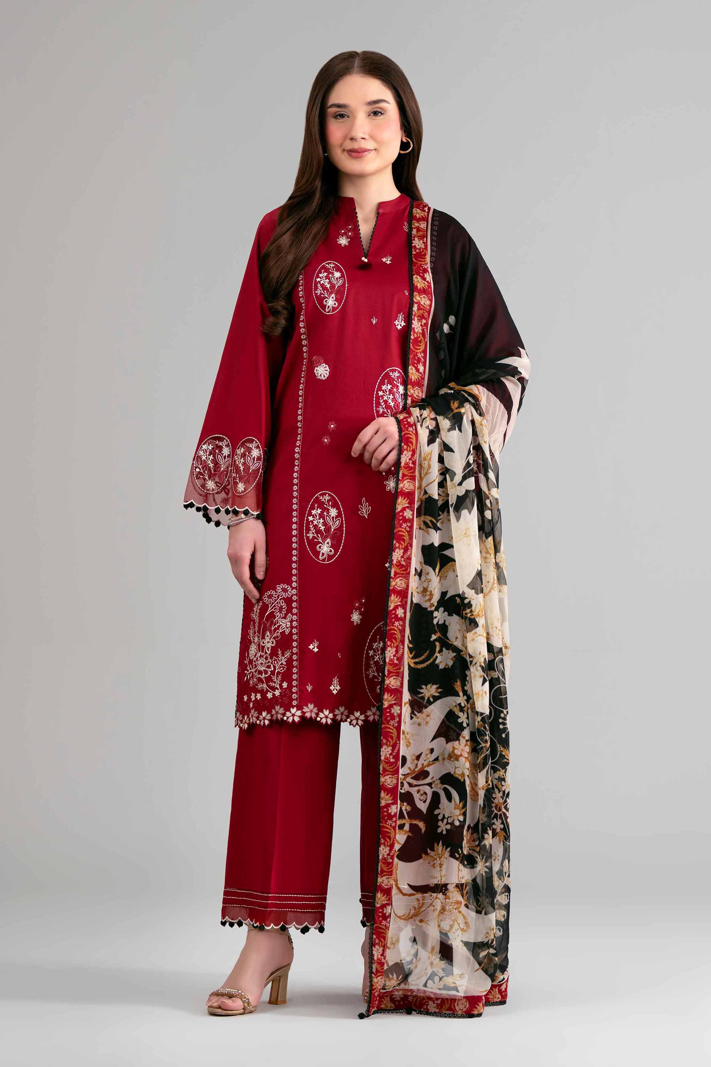 3 Piece - Digital Printed Embroidered Suit - 42601550