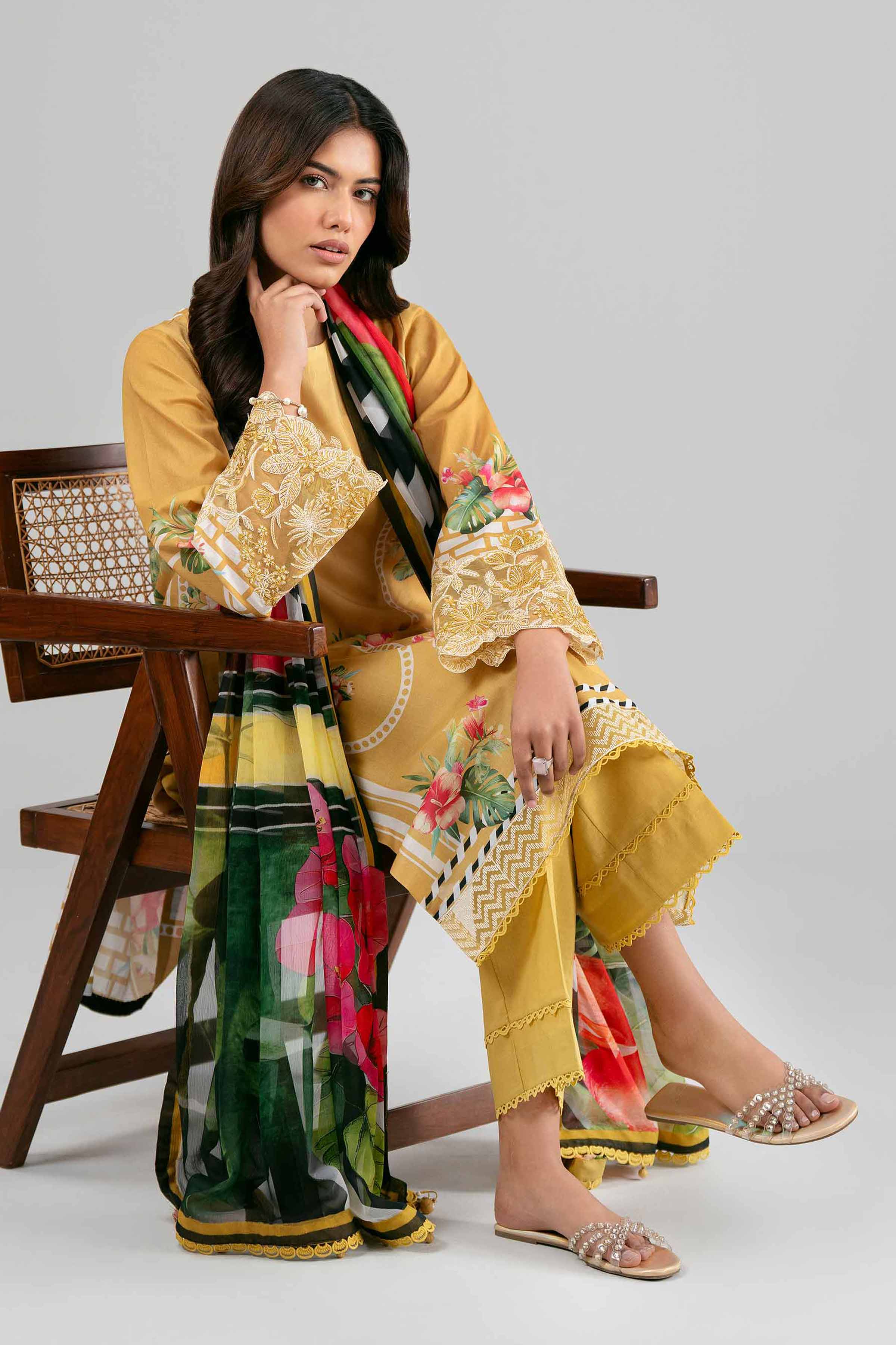 3 Piece - Digital Printed Embroidered Suit - 42601556