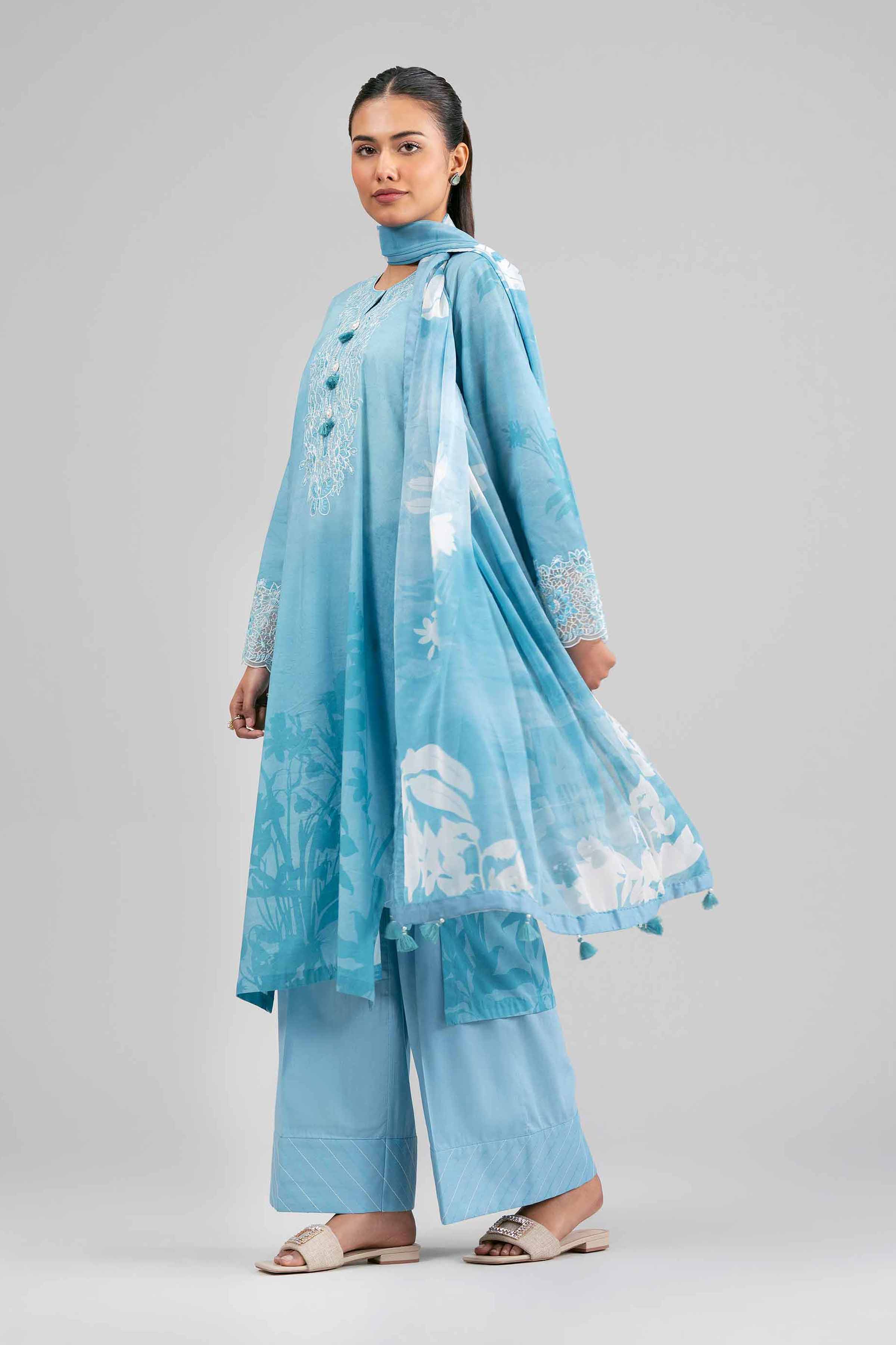 3 Piece - Digital Printed Embroidered Suit - 42601559
