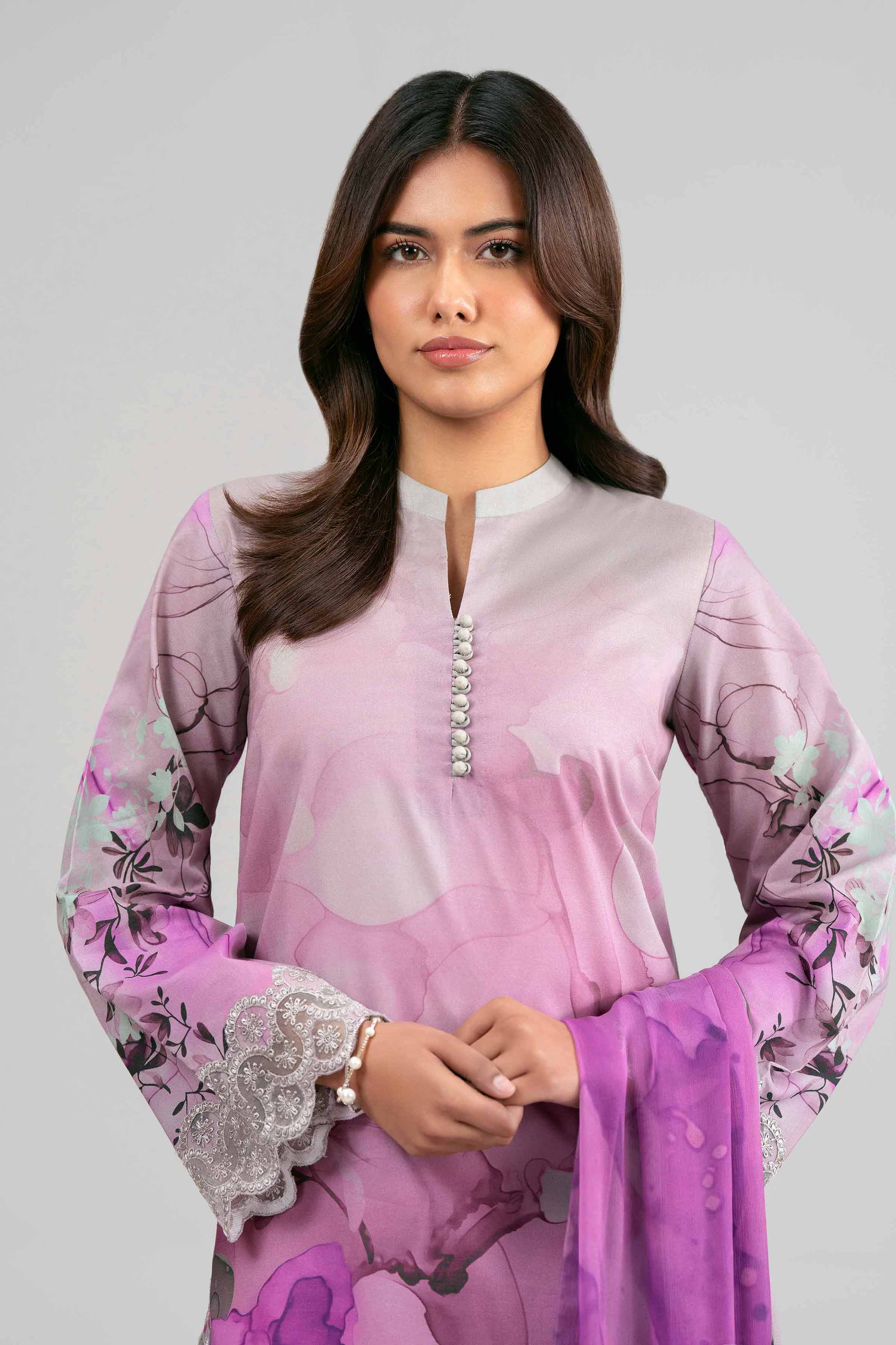3 Piece - Digital Printed Embroidered Suit - 42601560