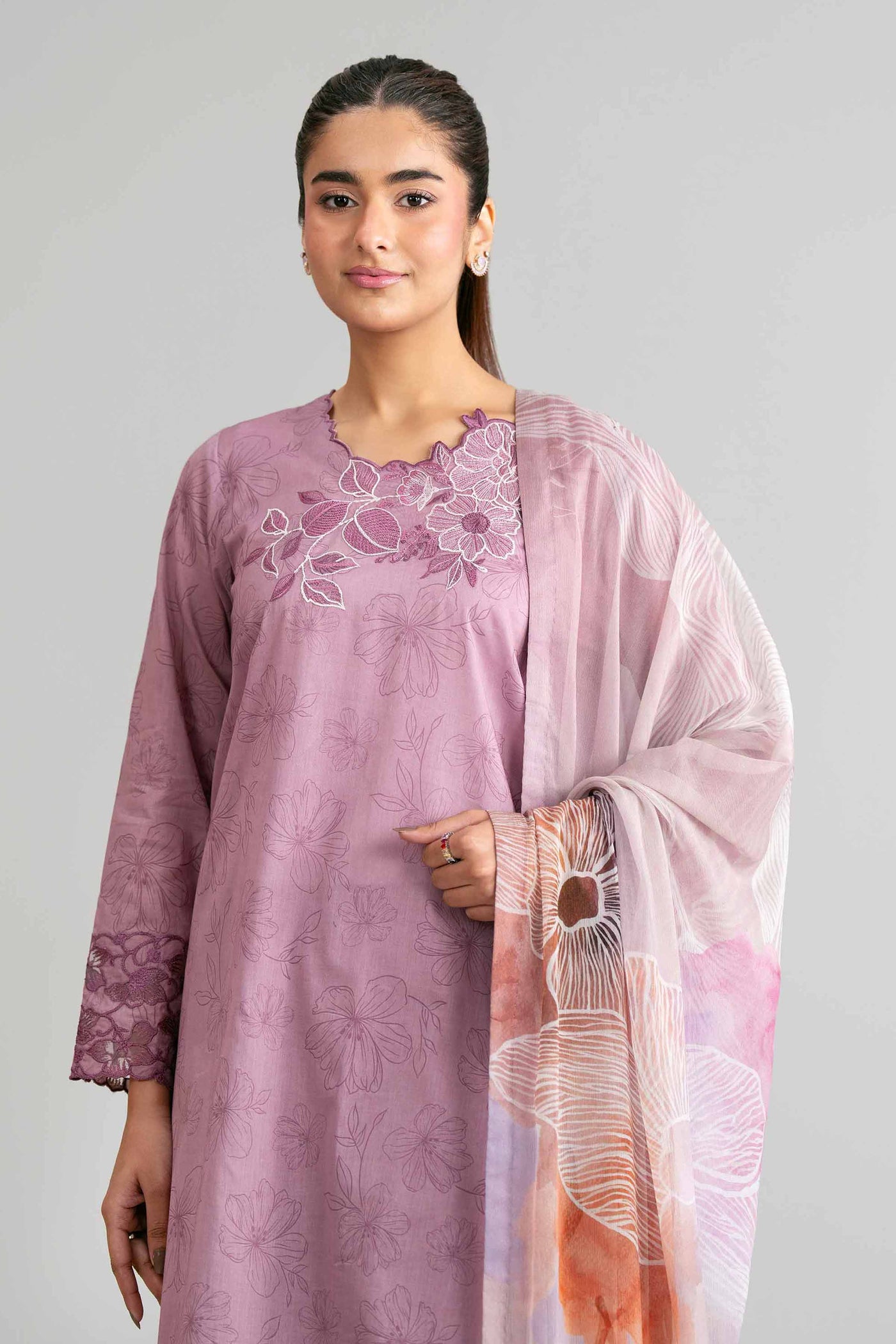 3 Piece Printed Satin Silk Suit