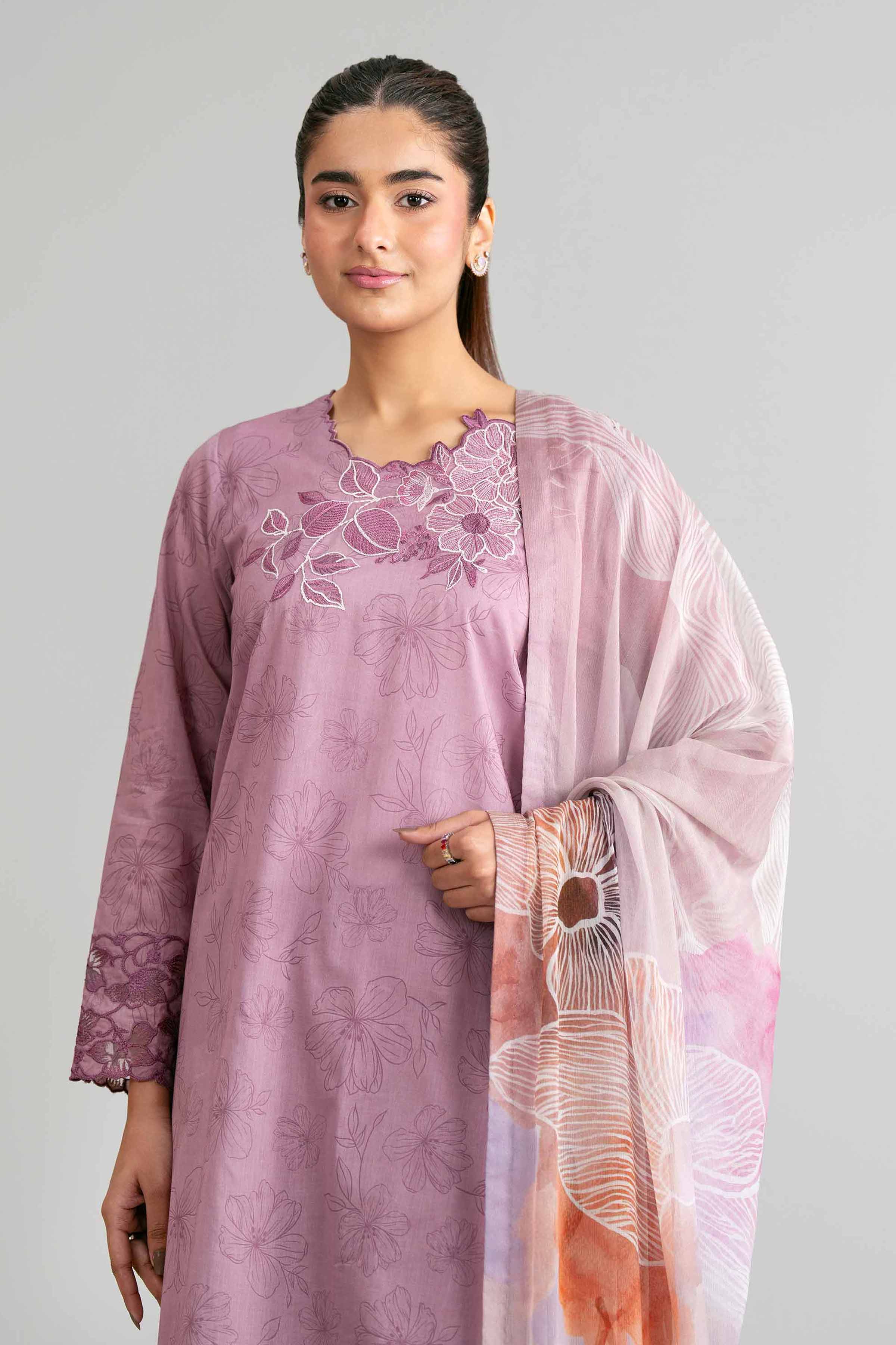3 Piece Printed Satin Silk Suit