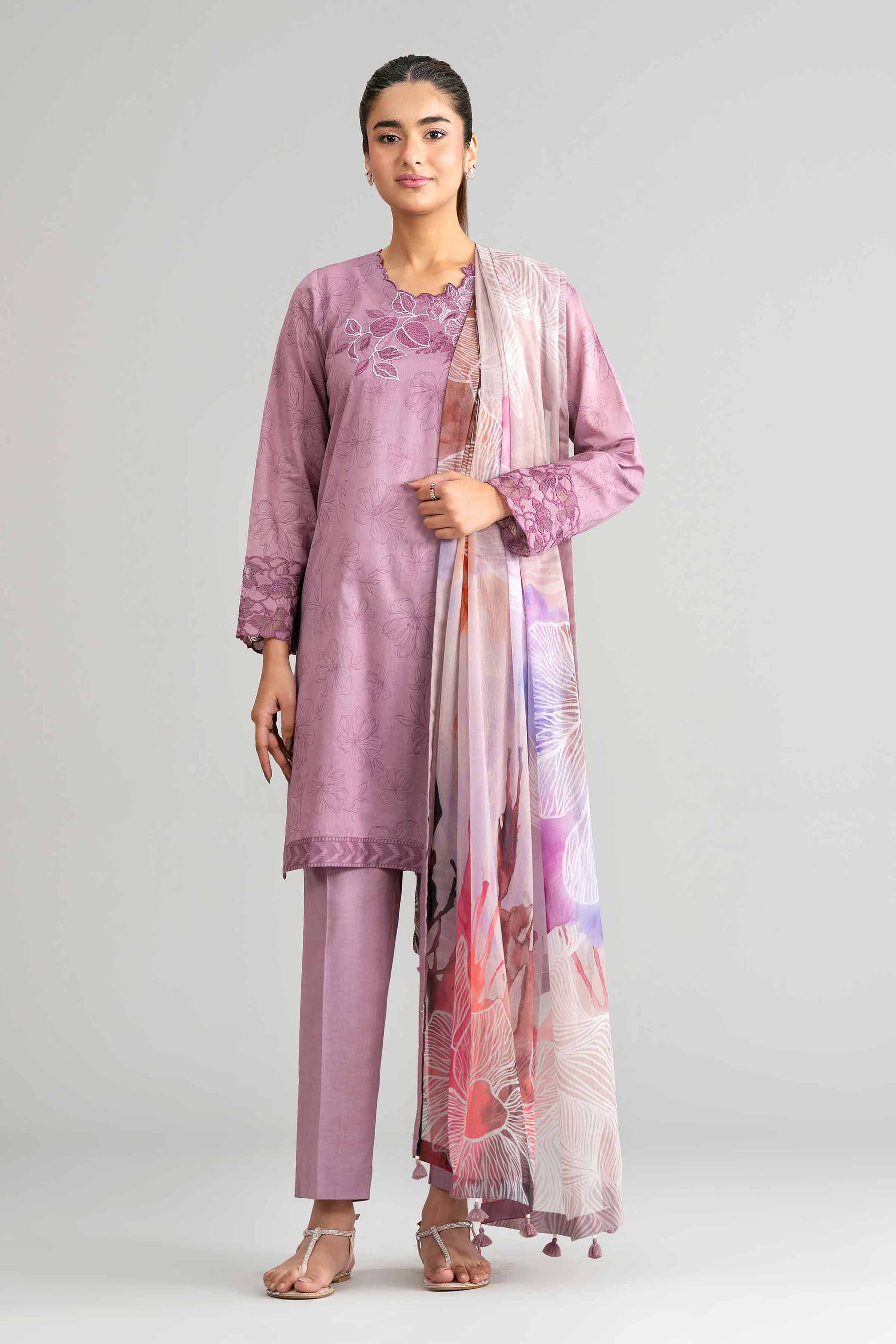 3 Piece Printed Satin Silk Suit