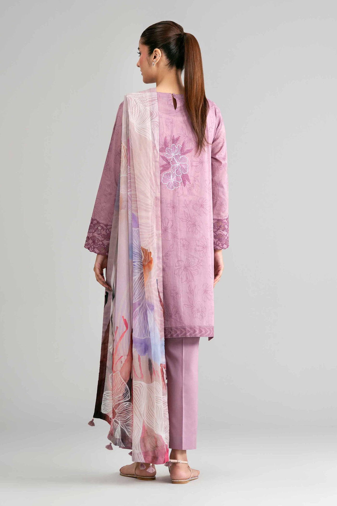 3 Piece Printed Satin Silk Suit