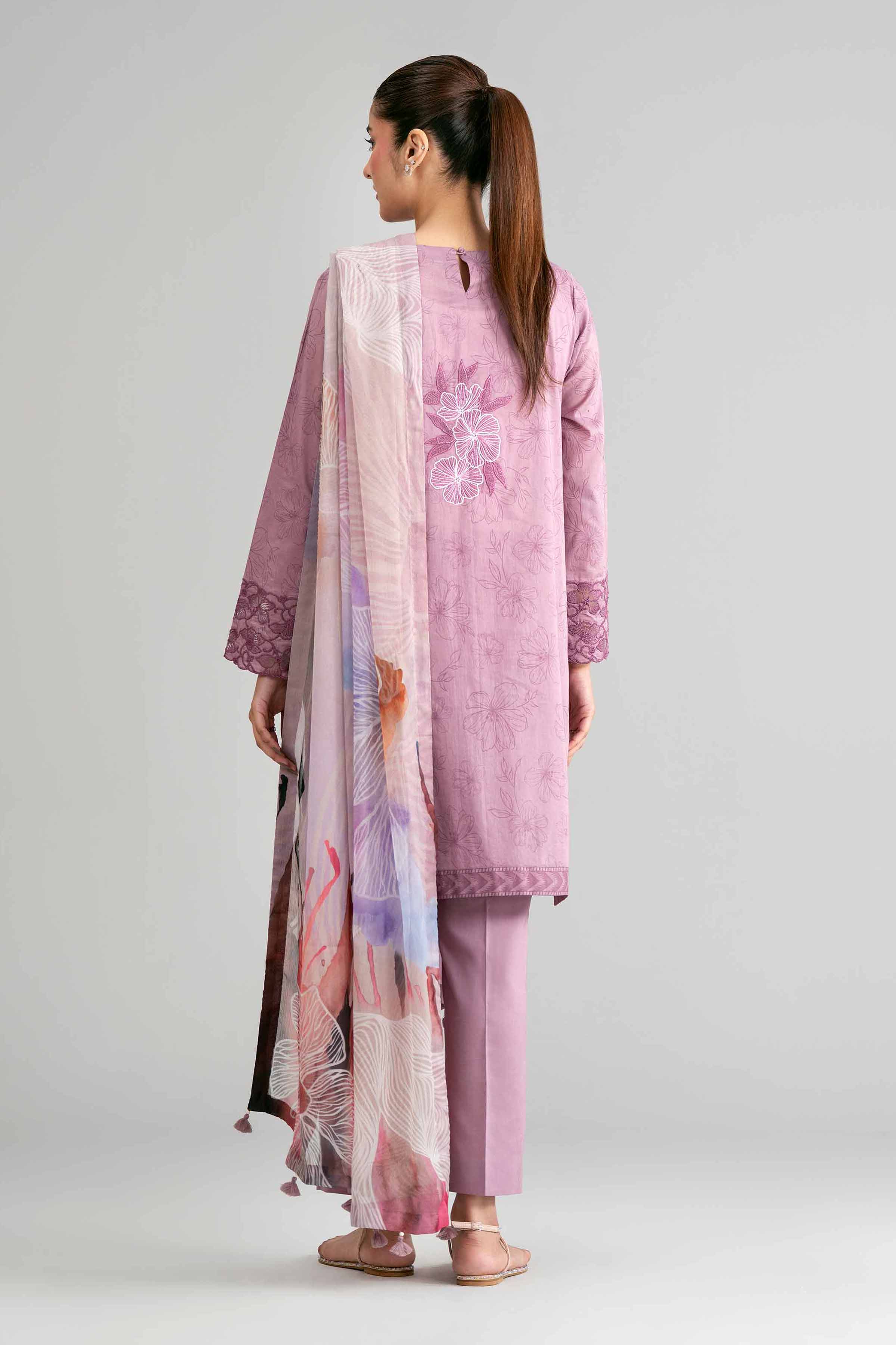 3 Piece Printed Satin Silk Suit