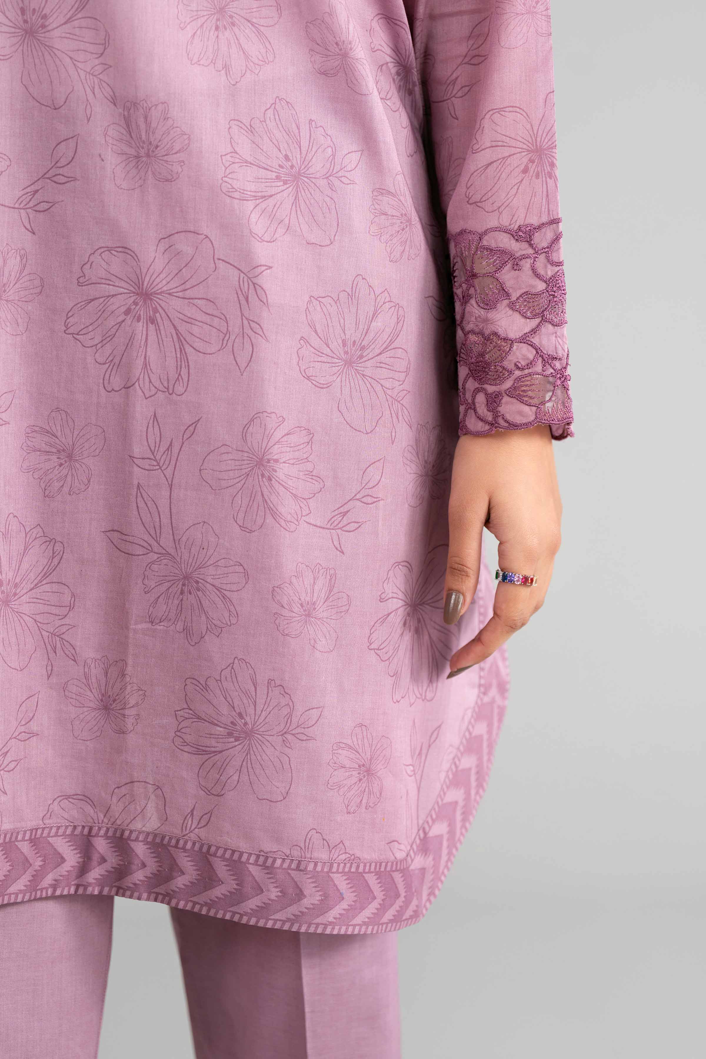 3 Piece Printed Satin Silk Suit