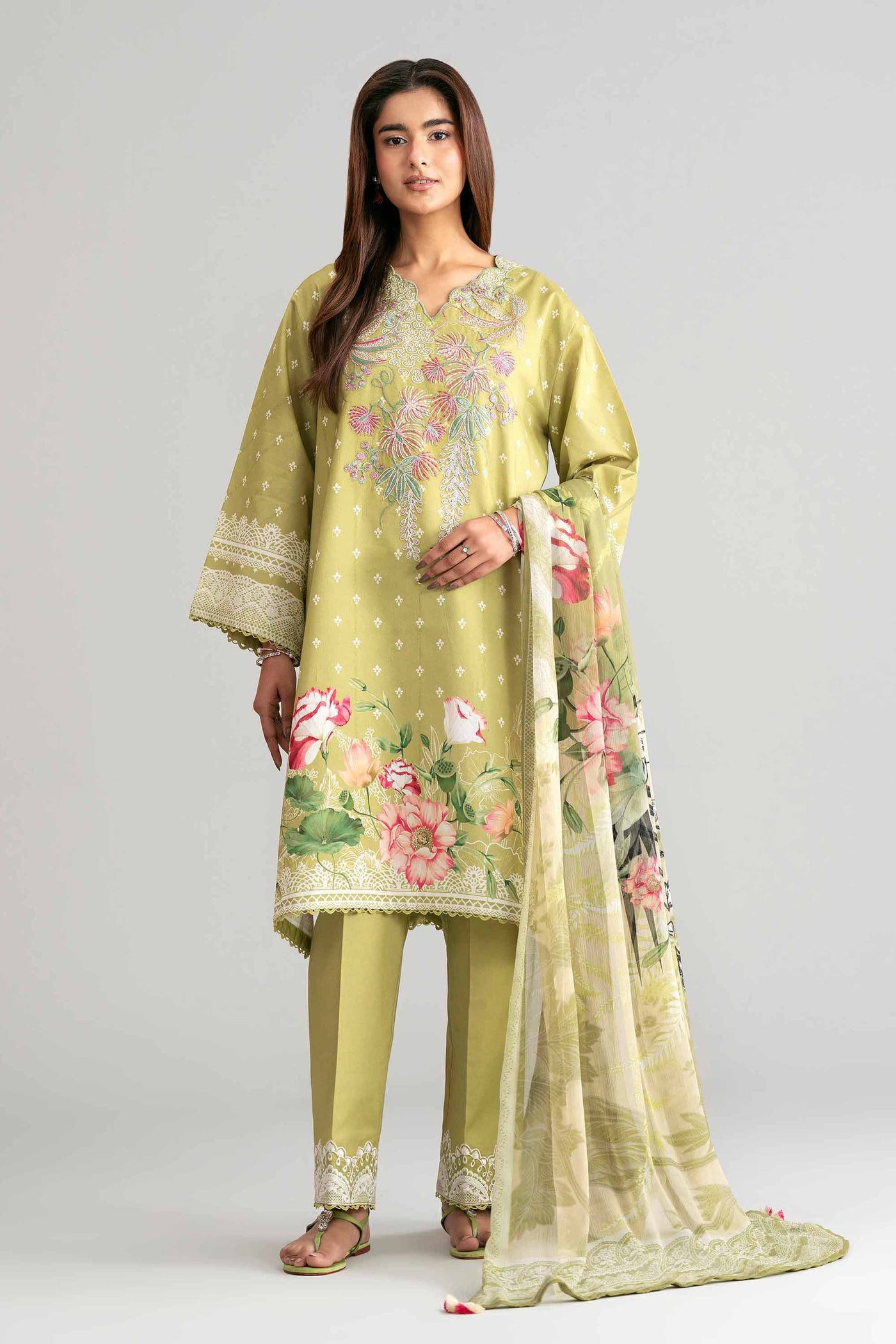 Embroidered Lawn Fabric (2Pcs)