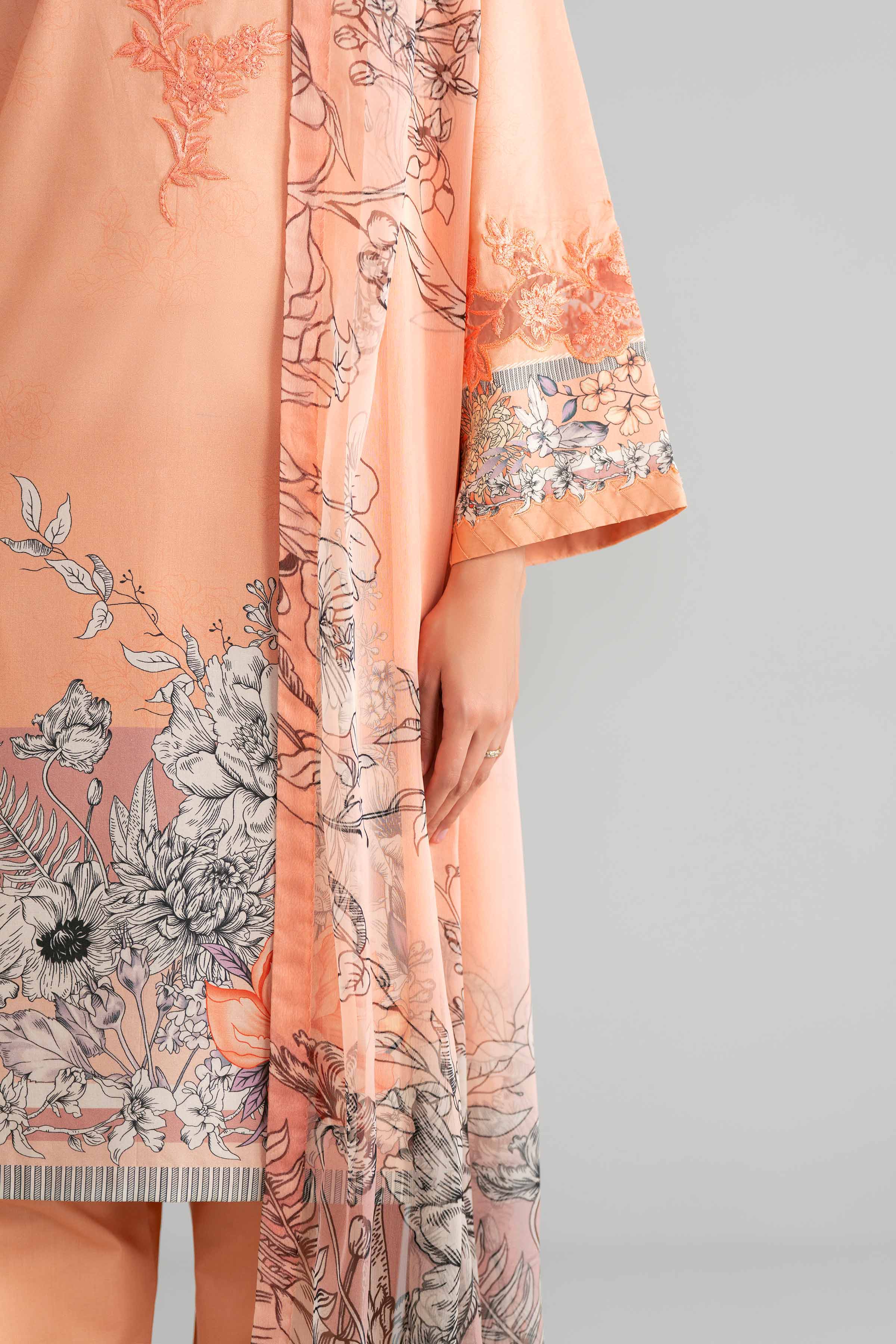 3 Piece - Digital Printed Embroidered Suit - 42601563