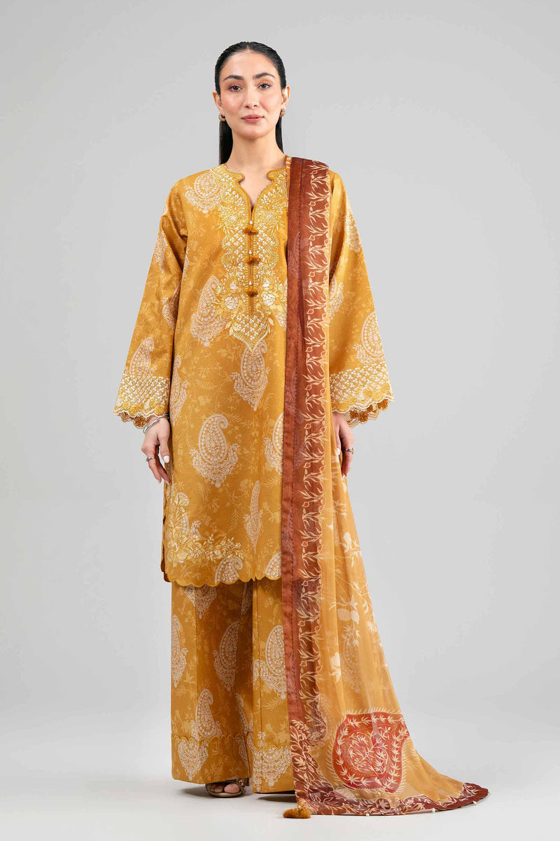 3 Piece - Digital Printed Embroidered Suit - 42601564