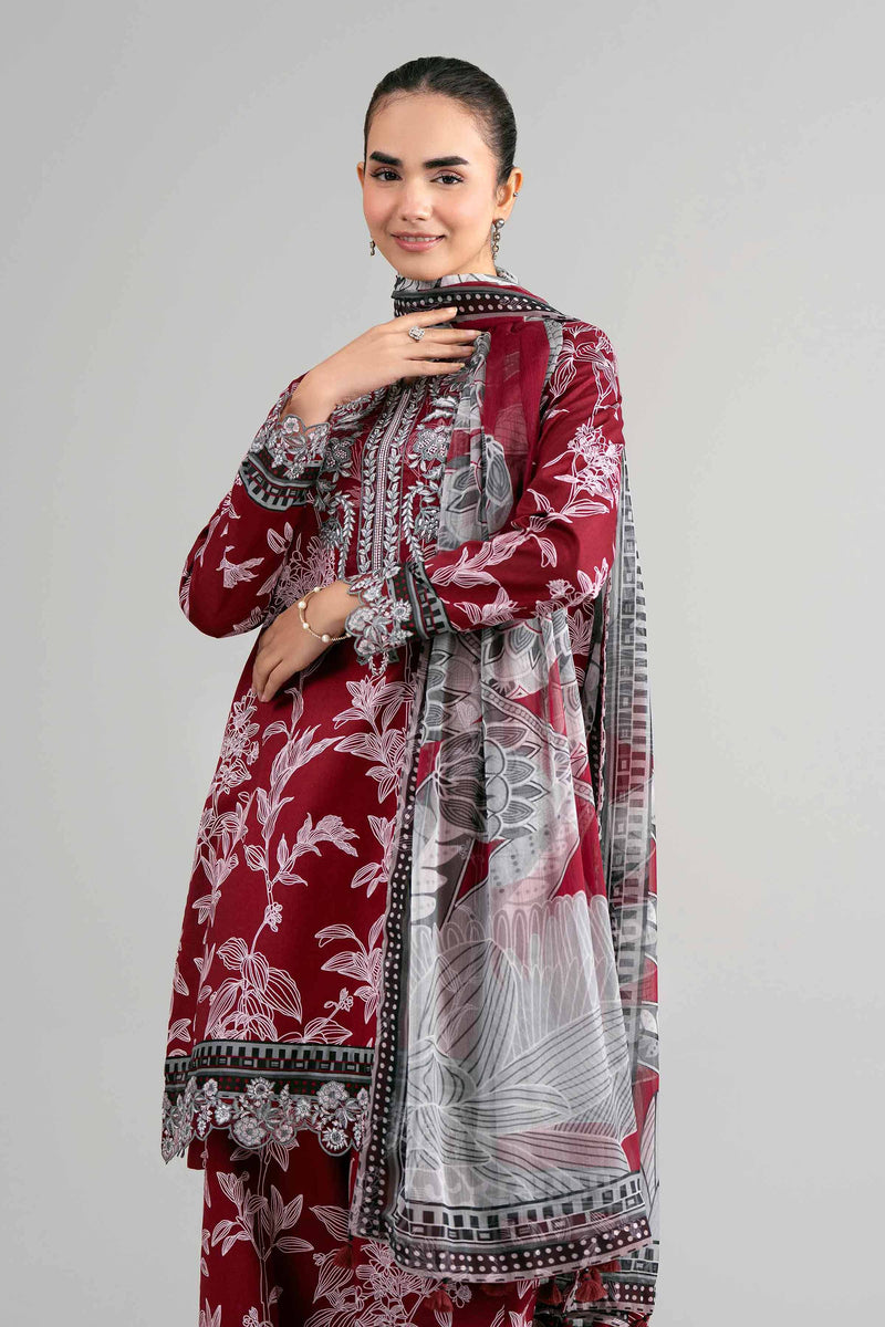 3 Piece - Digital Printed Embroidered Suit - 42601565