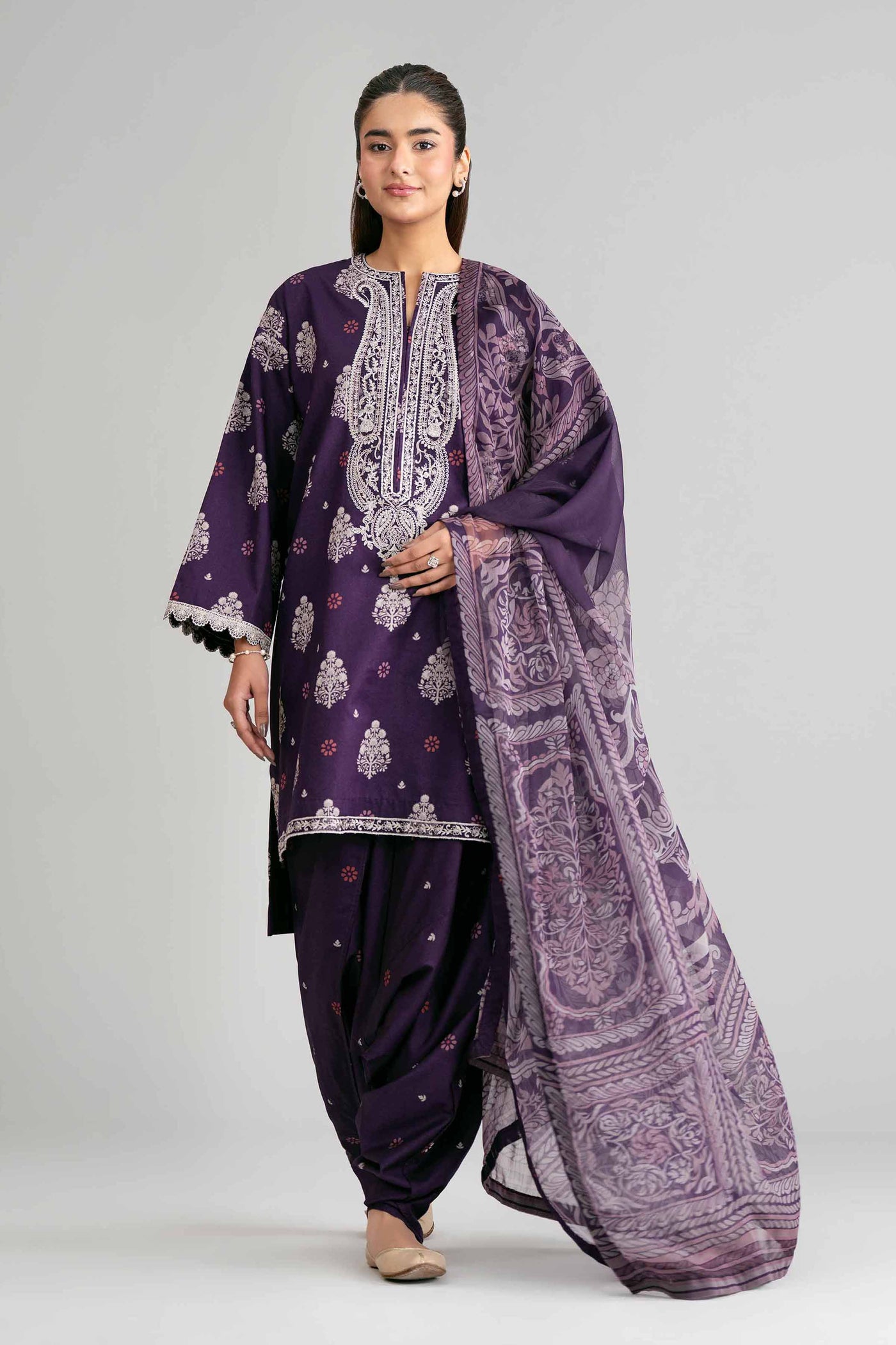 3 Piece Embroidered Dobby Lawn Suit