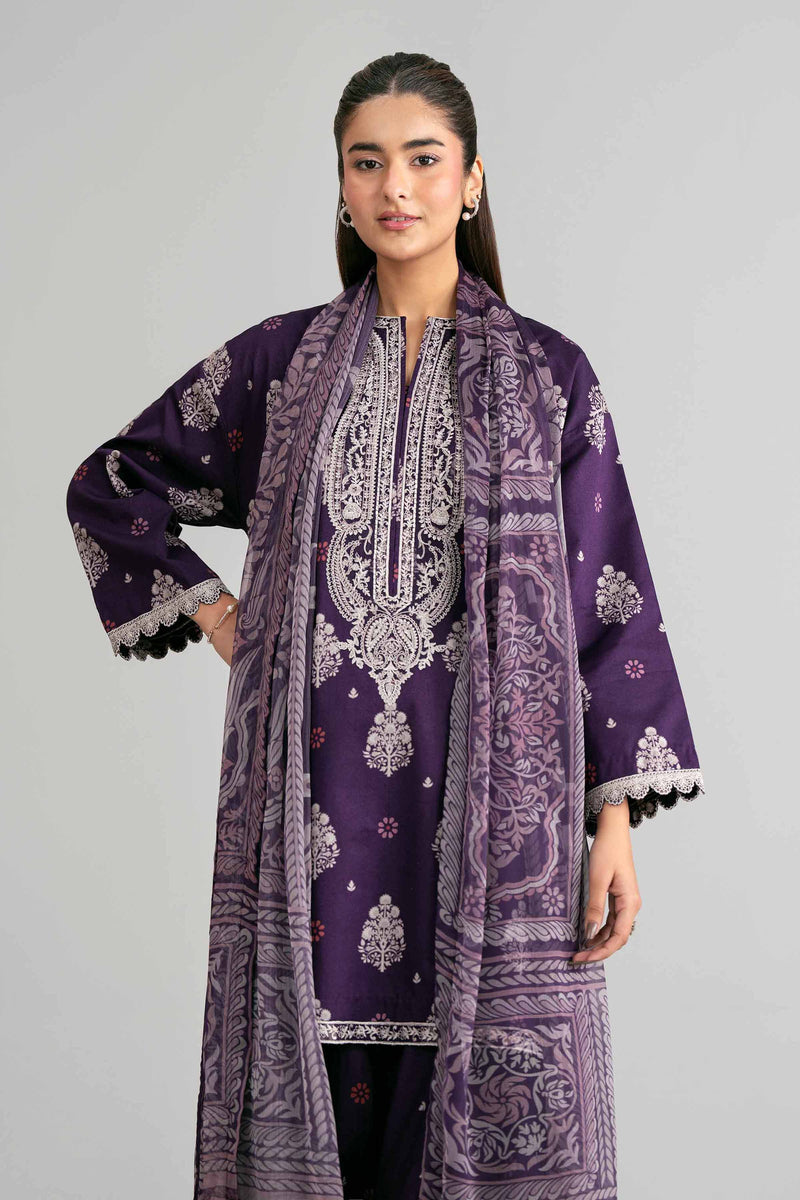3 Piece - Digital Printed Embroidered Suit - 42601566