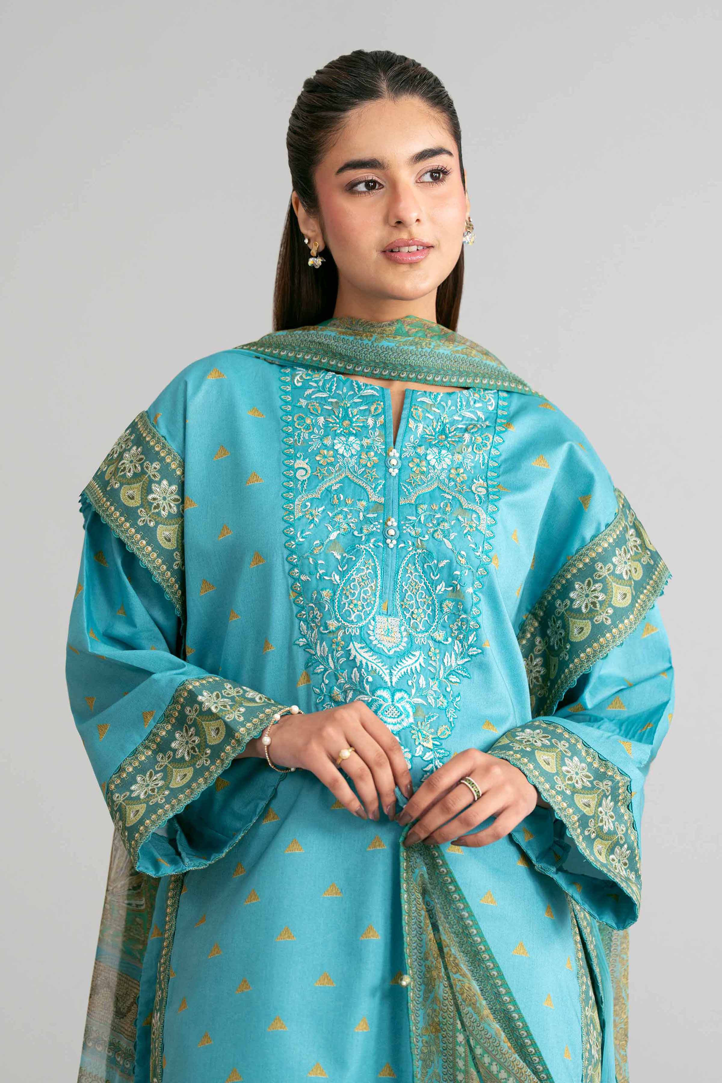 Embroidered Chiffon Fabric (3Pcs)