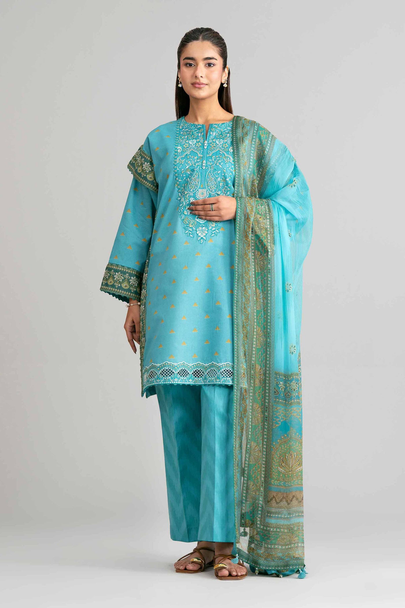 Embroidered Chiffon Fabric (3Pcs)