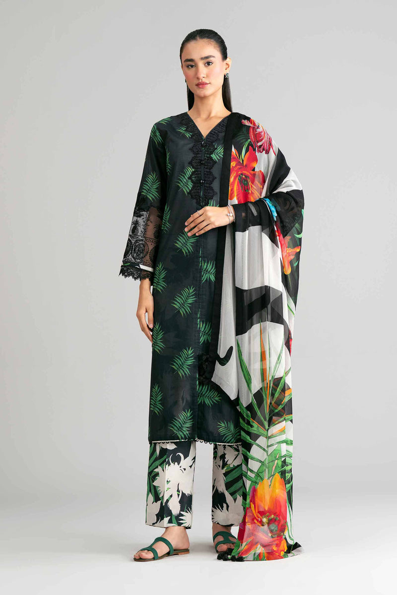 3 Piece - Digital Printed Embroidered Suit - 42601570