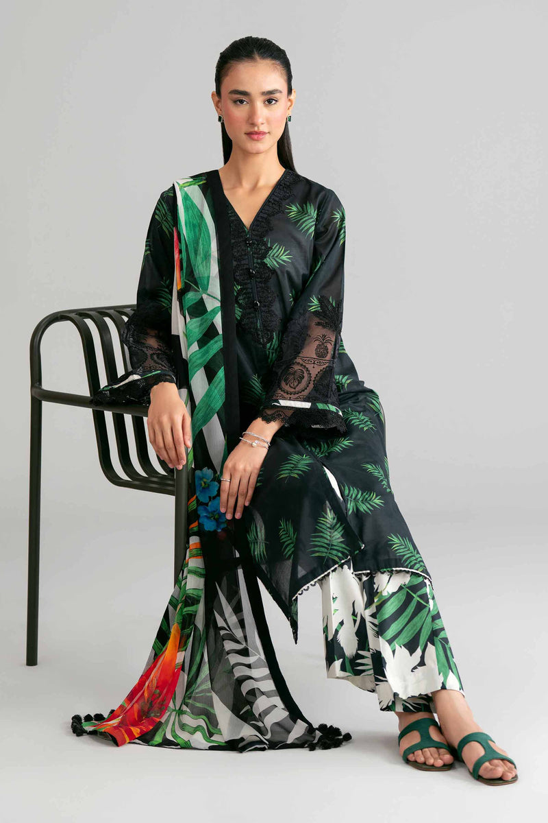 3 Piece - Digital Printed Embroidered Suit - 42601570