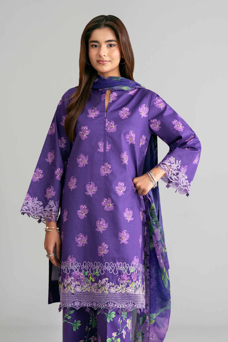 3 Piece - Digital Printed Embroidered Suit - 42601571
