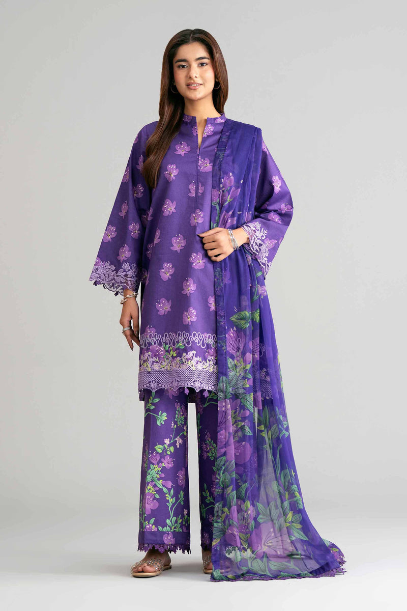 3 Piece - Digital Printed Embroidered Suit - 42601571