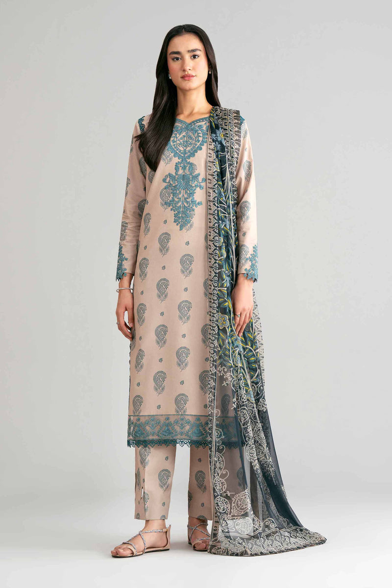 3 Piece - Digital Printed Embroidered Suit - 42601572
