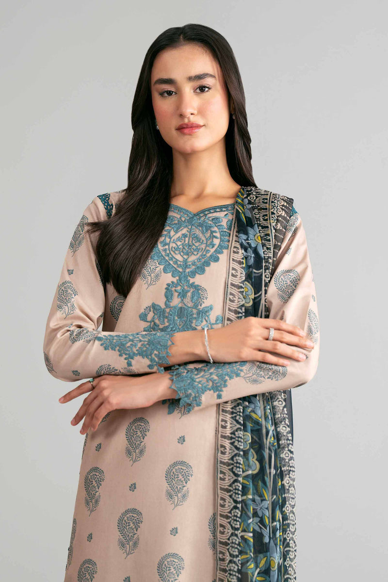 3 Piece - Digital Printed Embroidered Suit - 42601572