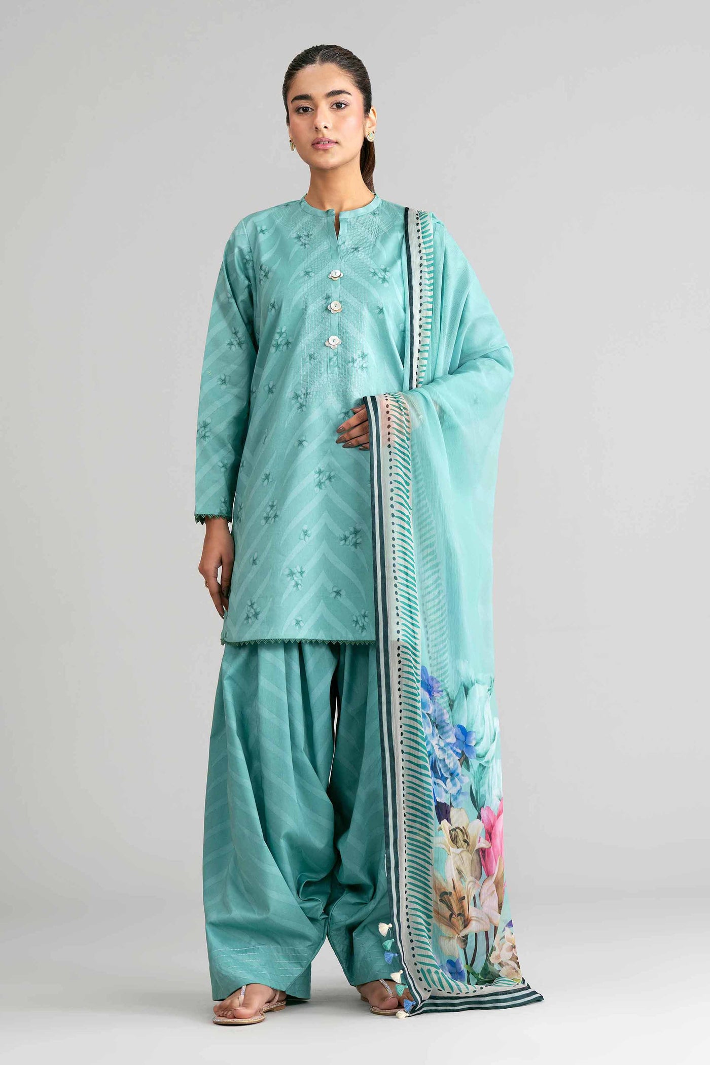 3 Piece Unstitched Embroidered Lawn Suit