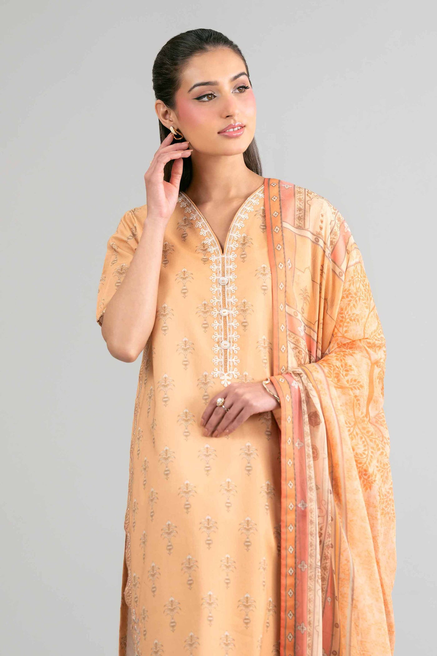 3 Piece Embroidered Twill Linen Suit